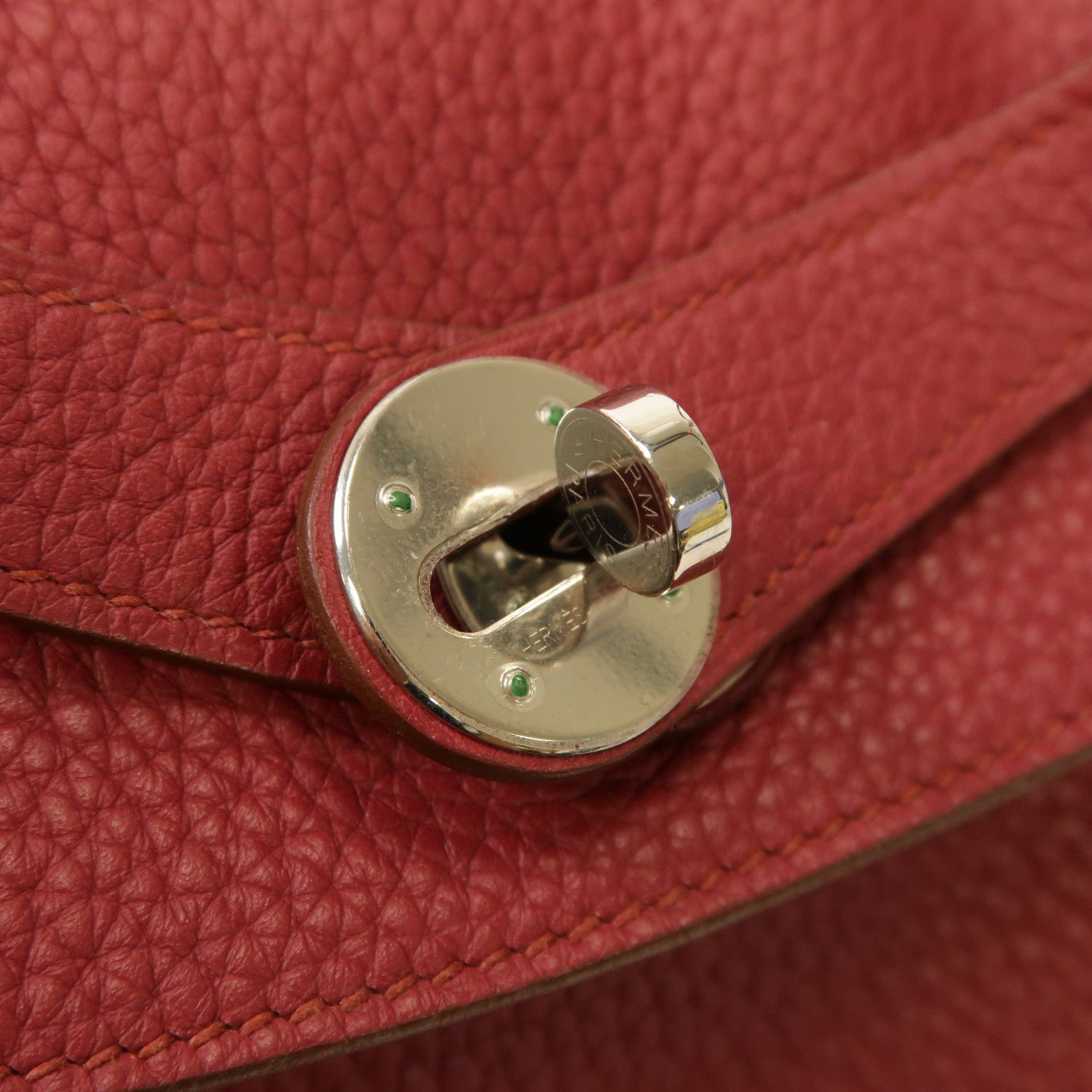 HERMES Clemence皮革Lindy 34銀扣手挽肩背兩用袋Ruby/紅色