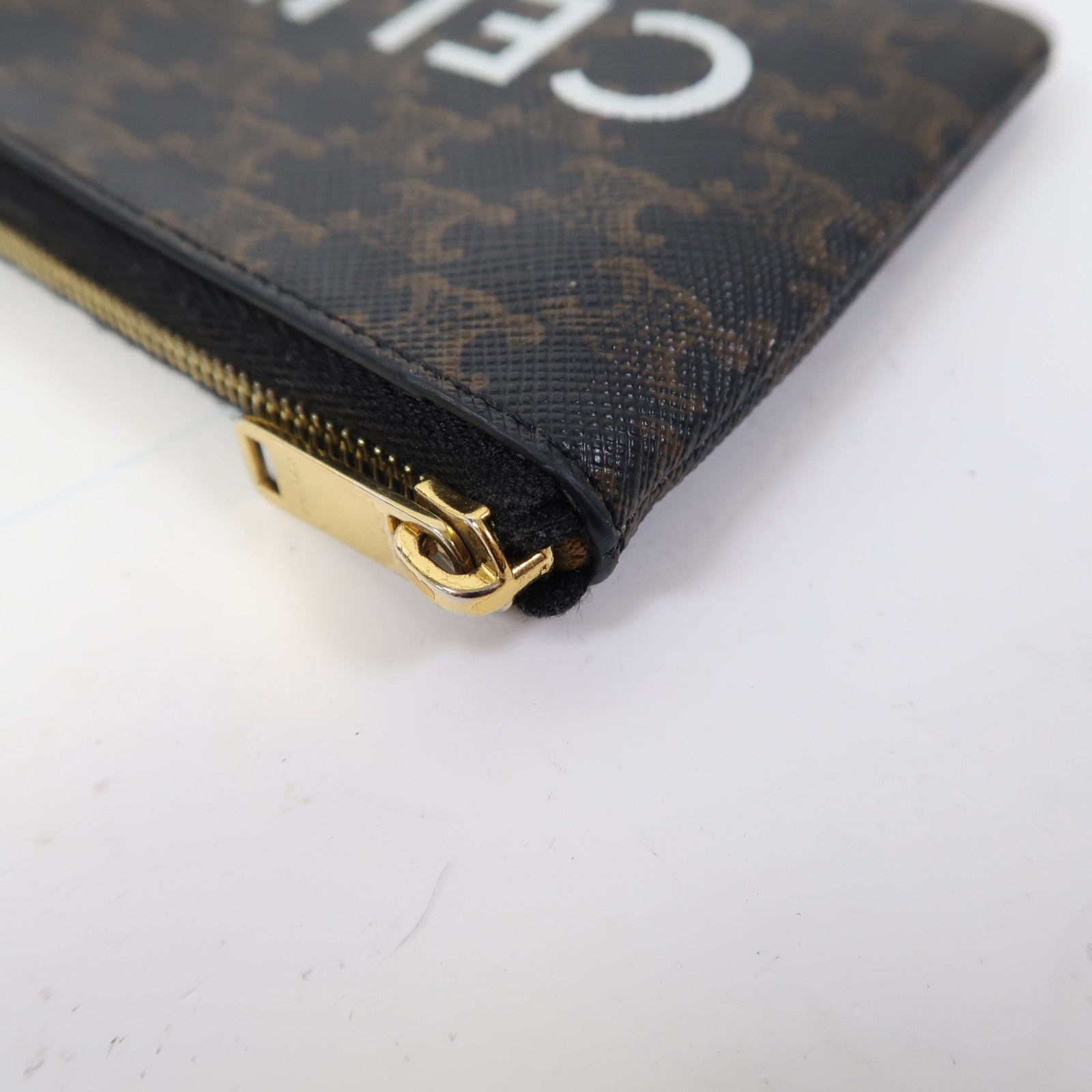 CELINE 塗層帆布Coin Purse金扣零錢包啡色