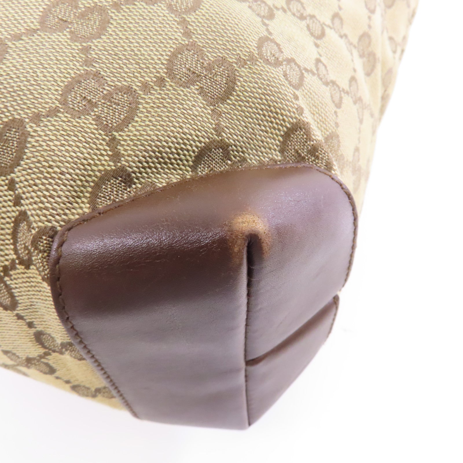 GUCCI 帆布Tote Bag銀扣手挽袋棕色