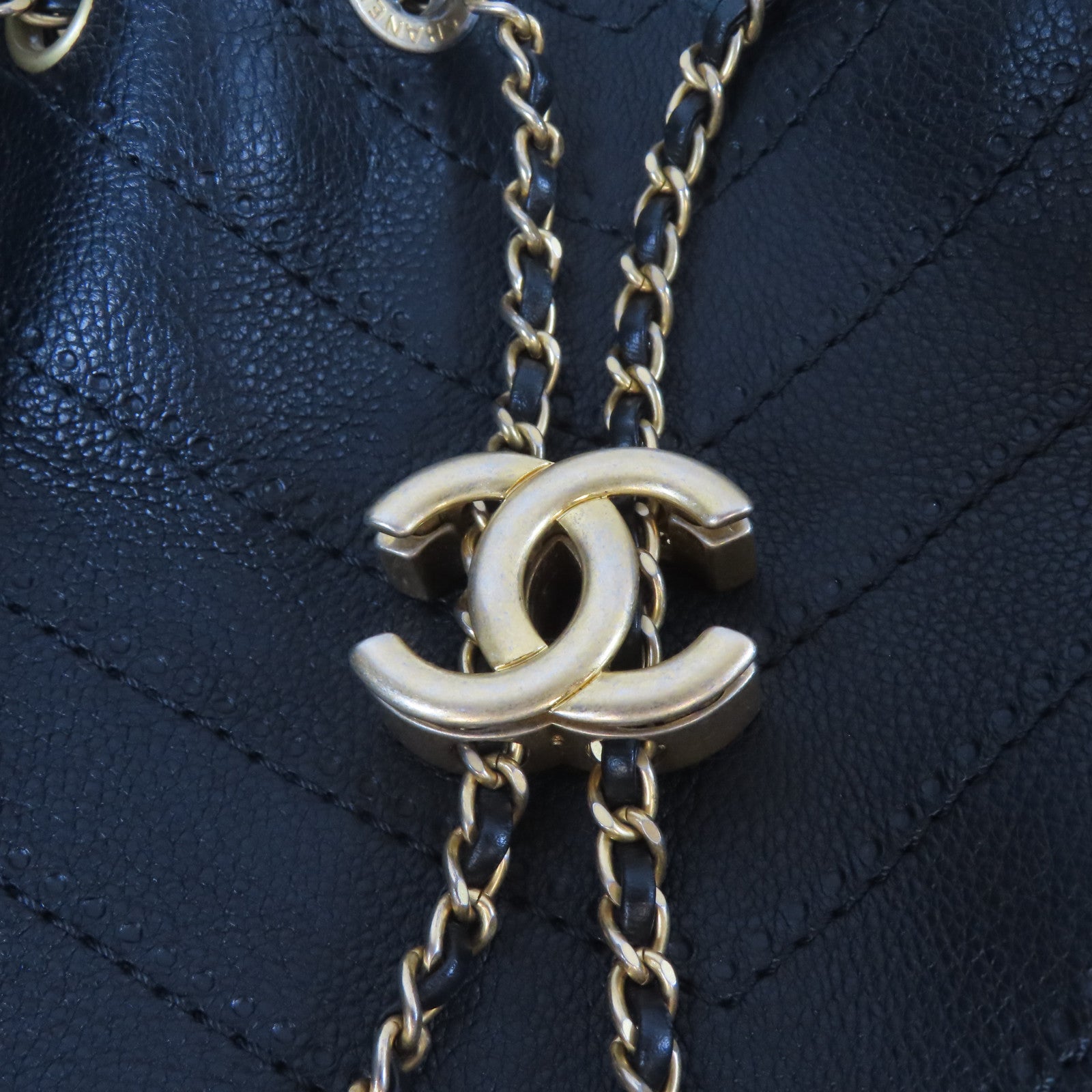 CHANEL 【激減優惠】菱格牛皮皮革2way Shoulder Bag金扣鏈帶手挽肩背兩用袋黑色