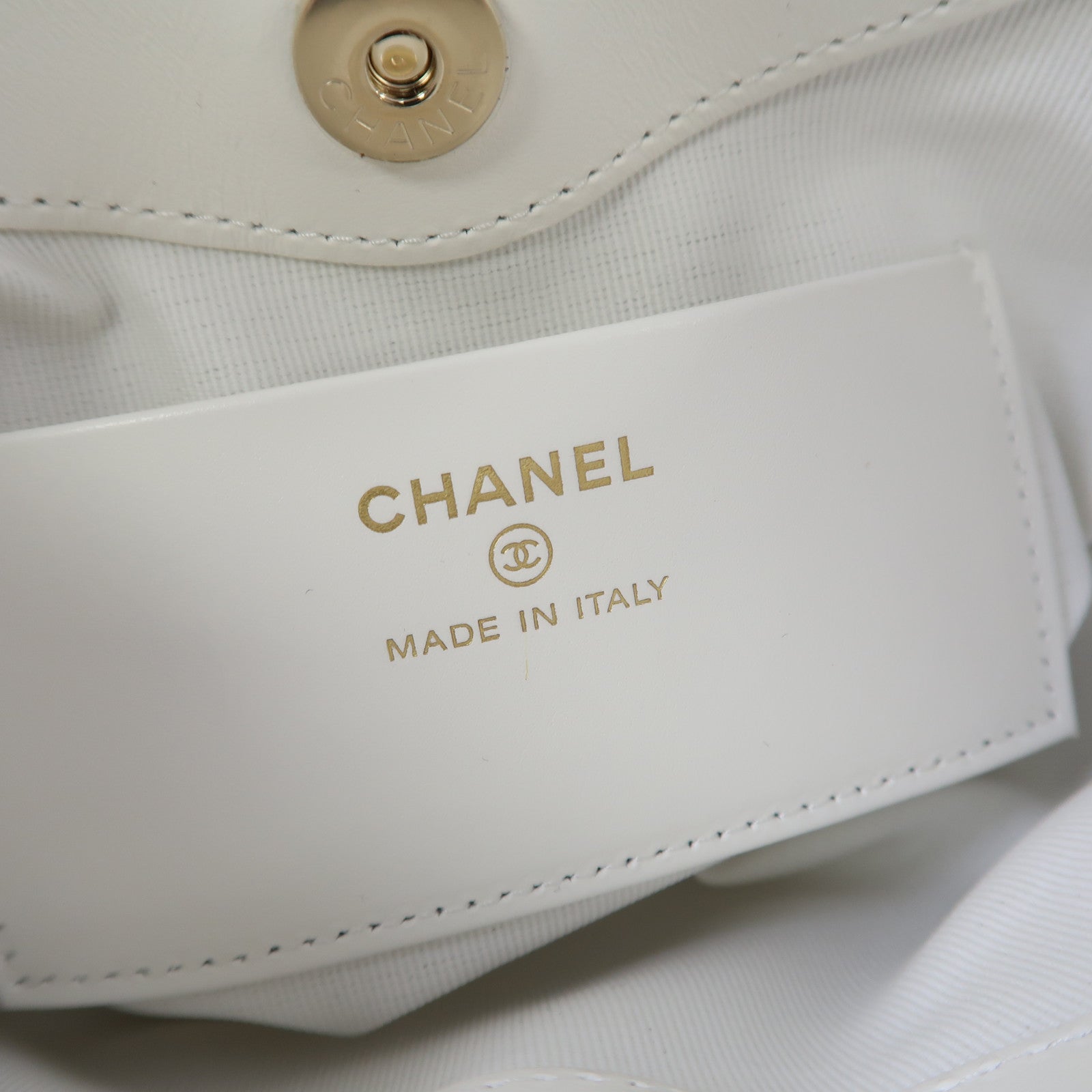 CHANEL 菱格牛皮皮革Shoulder Bag金扣鏈帶肩背袋白色