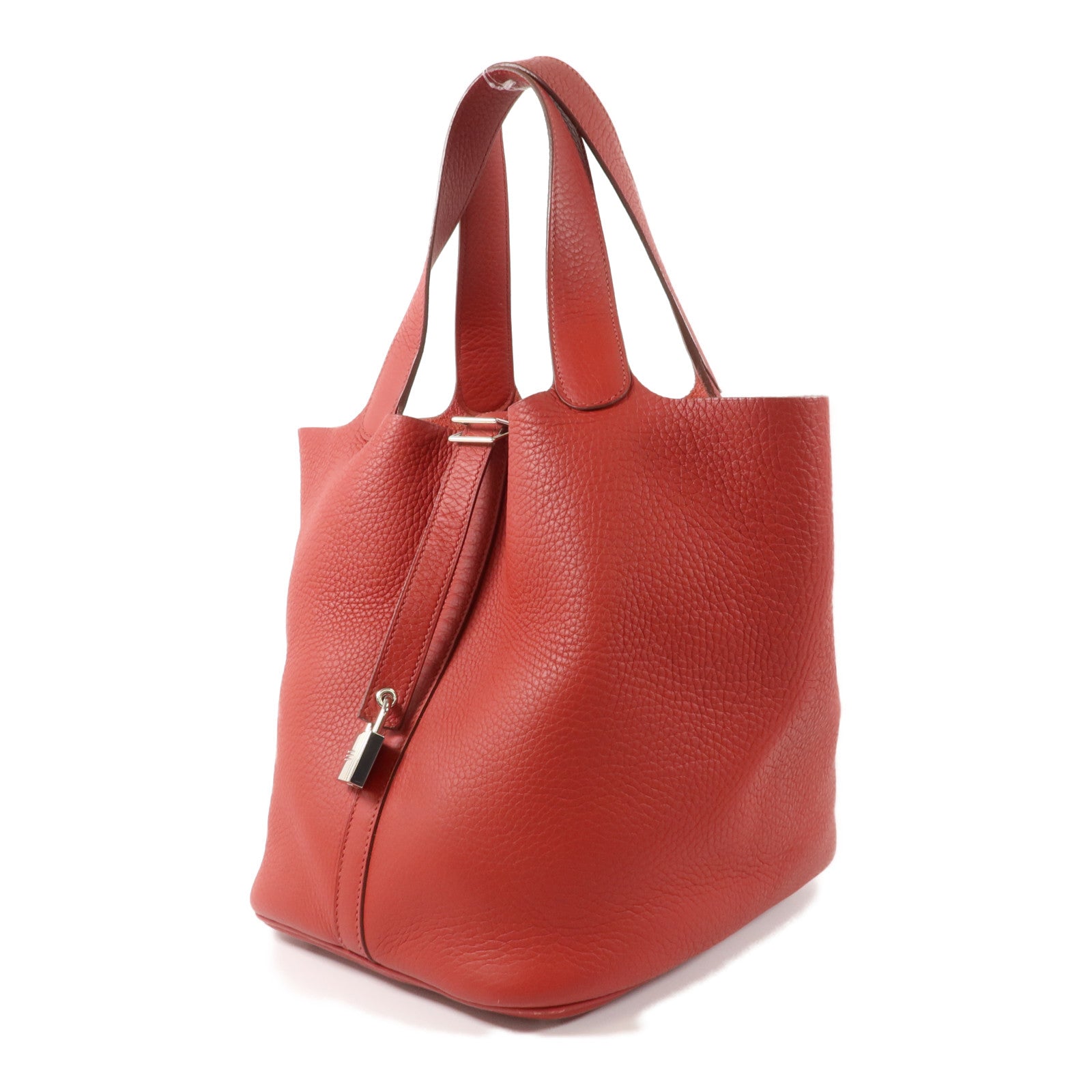 HERMES Clemence皮革Picotin GM手挽袋Rouge Pivoine