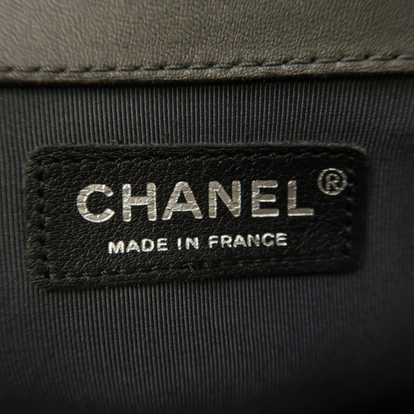 CHANEL 菱格羊皮皮革Chain Shoulder銀扣鏈帶肩背袋灰色