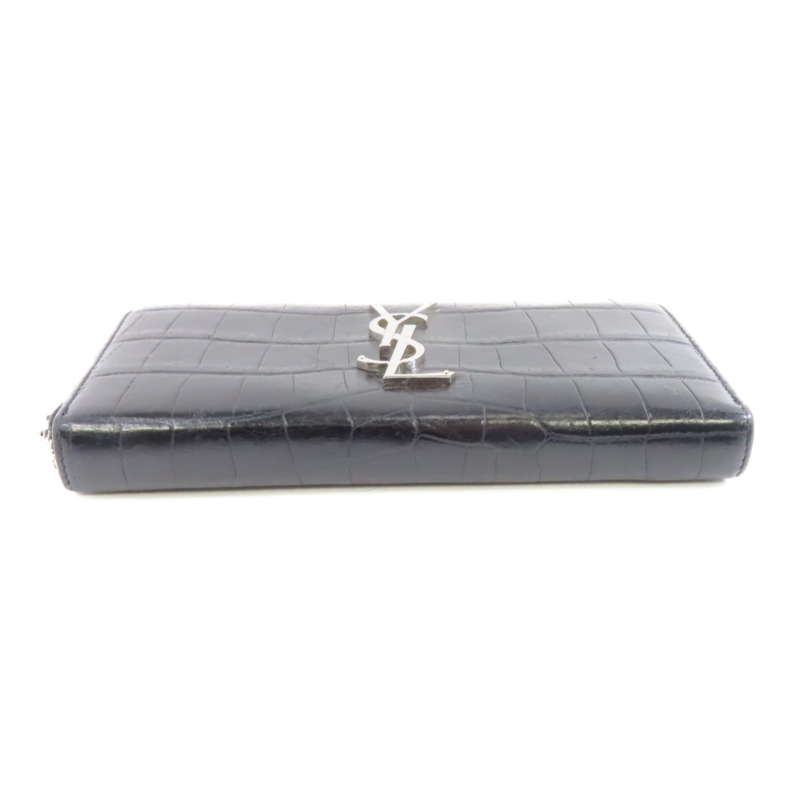 SAINT LAURENT 牛皮皮革Long Wallet銀扣長錢包黑色