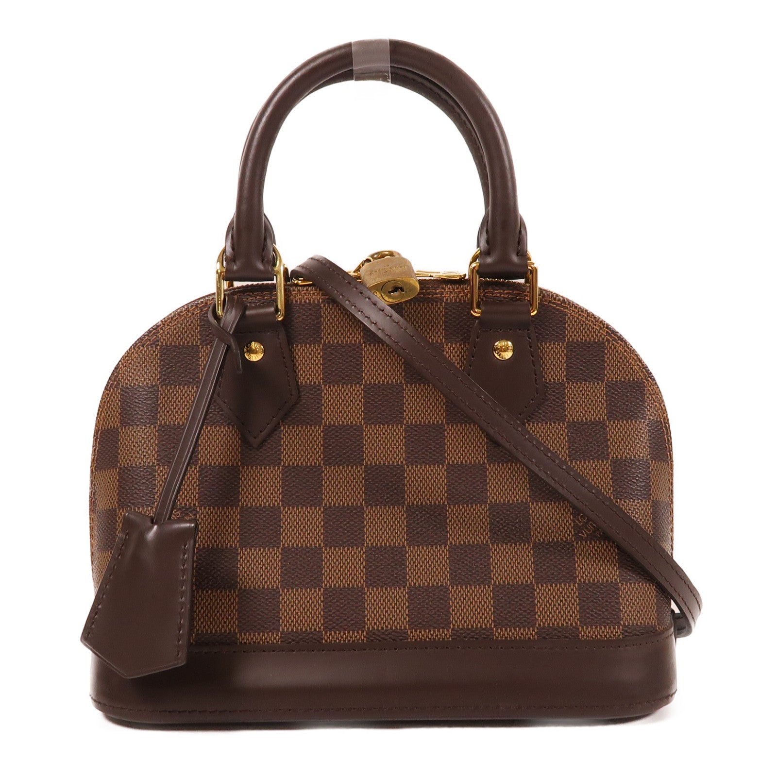 LOUIS VUITTON Damier Ebene Alma BB金扣手挽肩背兩用袋啡色