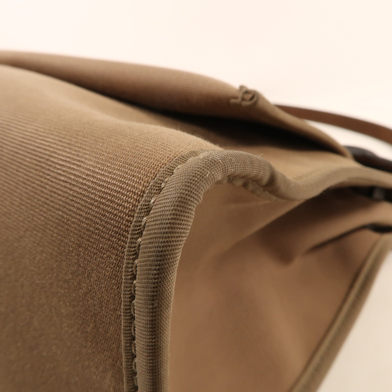 HERMES 帆布Herbag PM銀扣手挽肩背兩用袋Etoupe