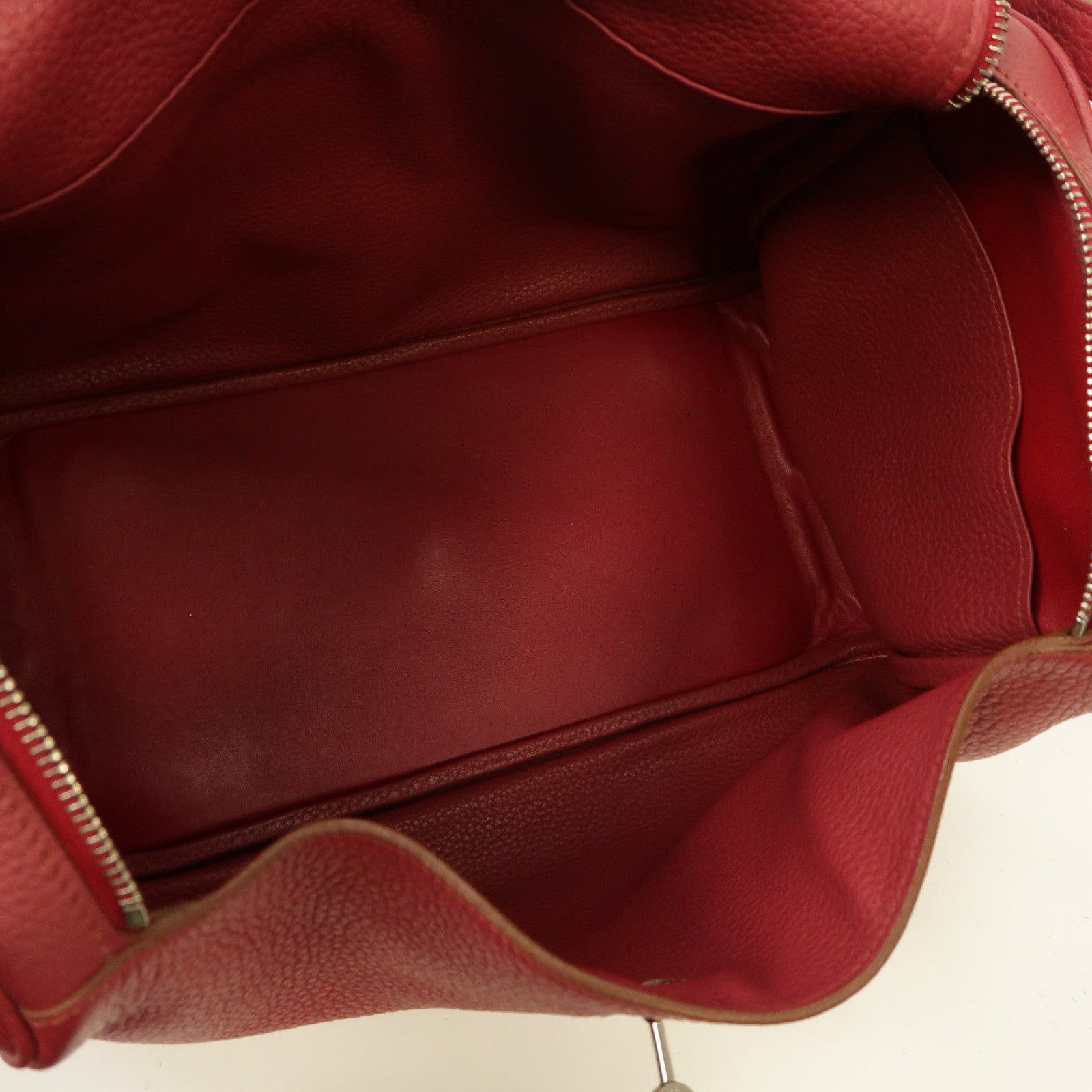 HERMES Clemence皮革Lindy 34銀扣手挽肩背兩用袋Ruby/紅色