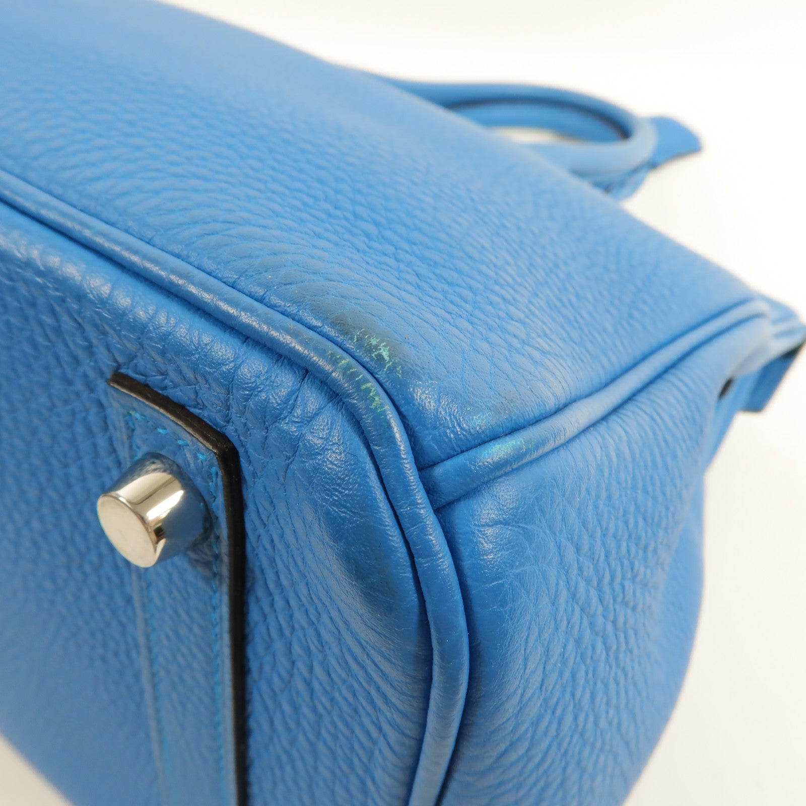 HERMES Clemence皮革Birkin 30手挽袋Bleu Izmir/Malachite
