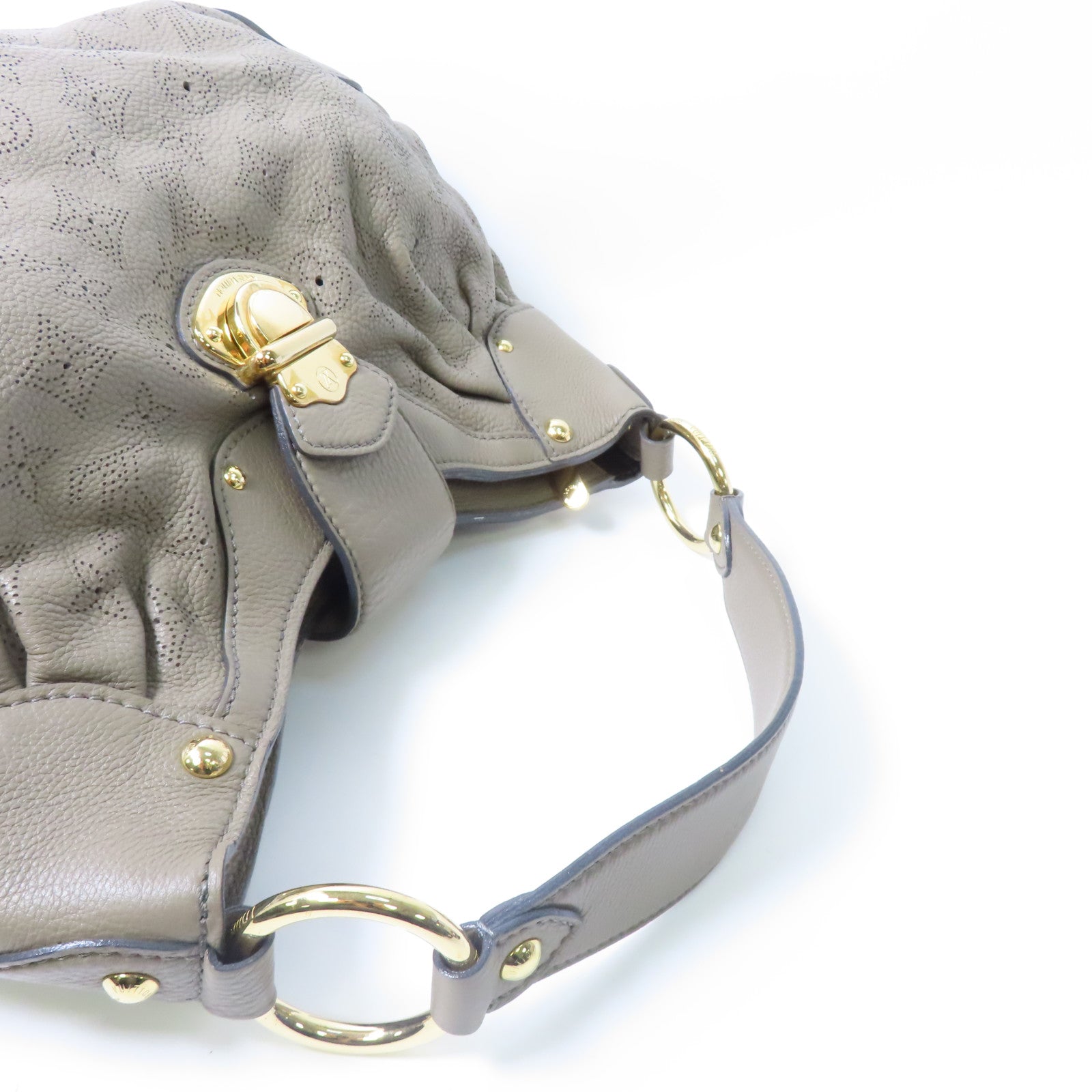 LOUIS VUITTON Monogram Mahina Solar金扣肩背袋灰色