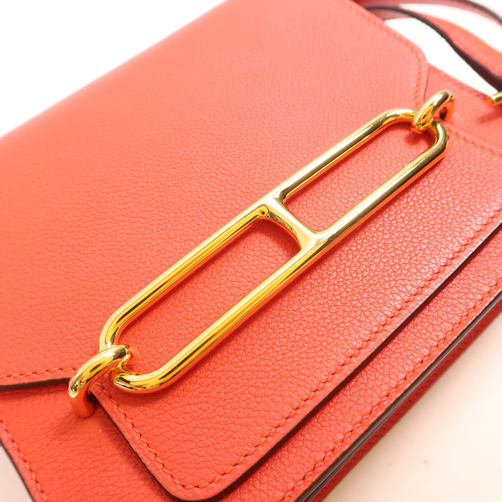 HERMES Evercolor皮革Roulis Mini金扣肩背袋Rouge Tomate