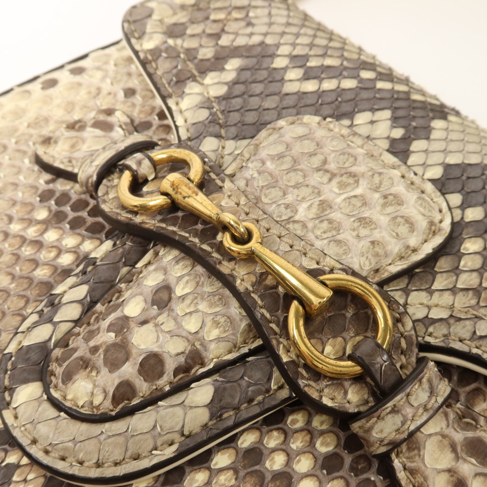 GUCCI 蛇皮皮革Lady Web Small手挽肩背兩用袋