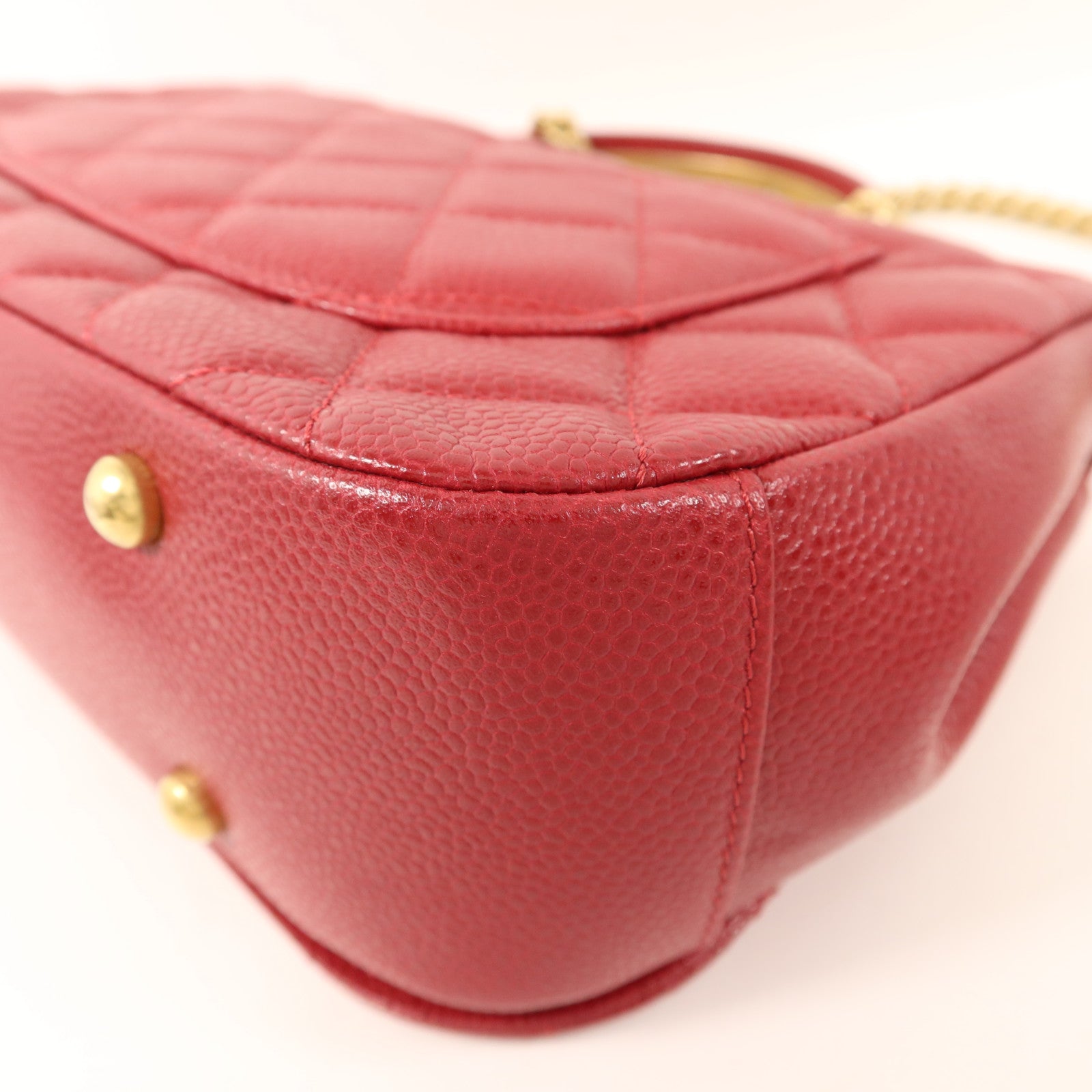 CHANEL 牛皮皮革Top Handle金扣鏈帶手挽肩背兩用袋