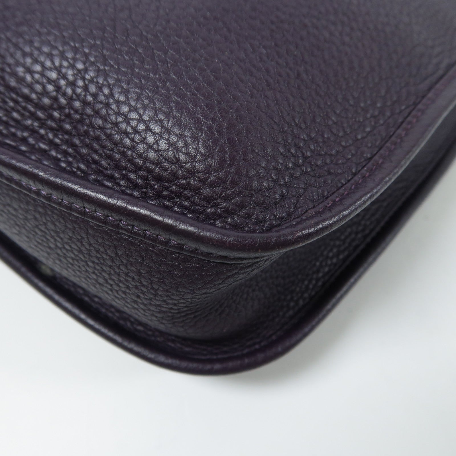 HERMES Clemence皮革Evelyne PM銀扣肩背袋Raisin