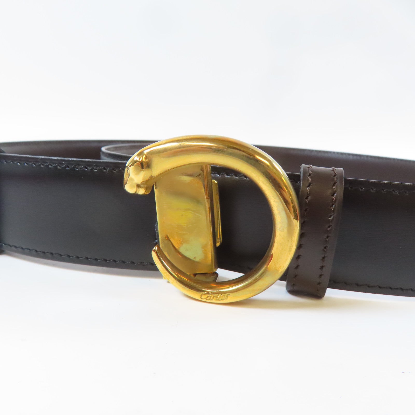 CARTIER 牛皮皮革Belt金扣皮帶黑色
