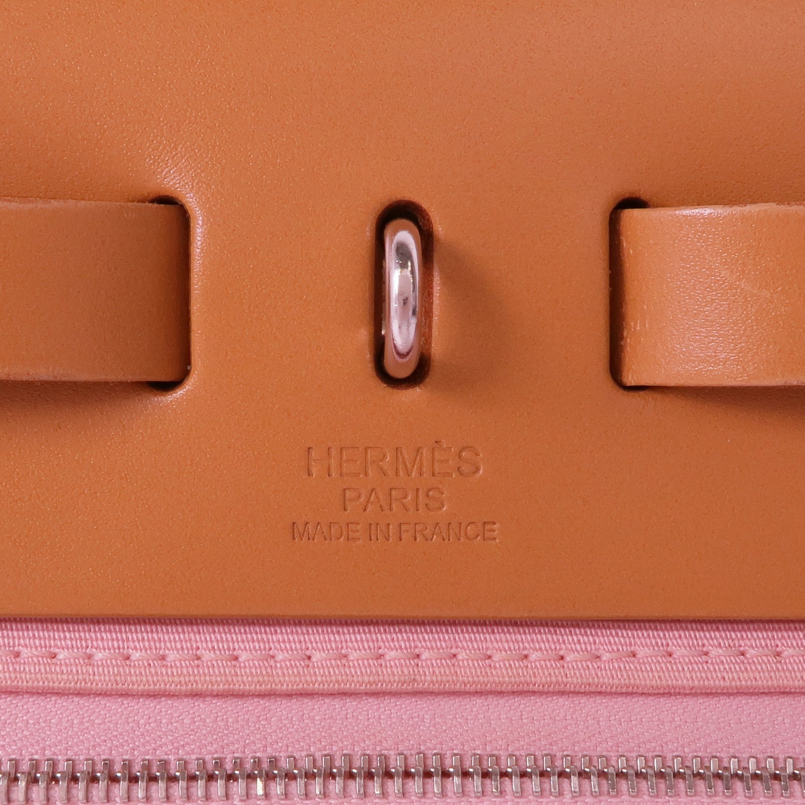 HERMES 帆布Herbag PM銀扣手挽肩背兩用袋Rose Sakura