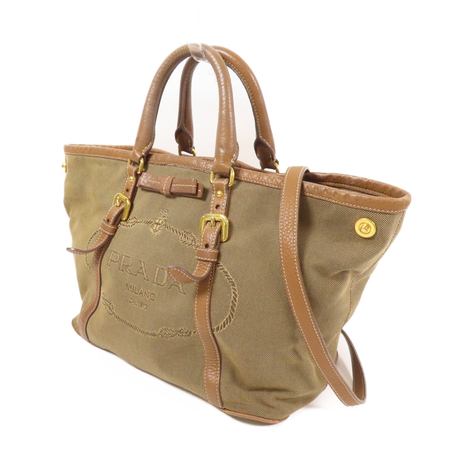PRADA 帆布2 Way Shoulder金扣手挽肩背兩用袋