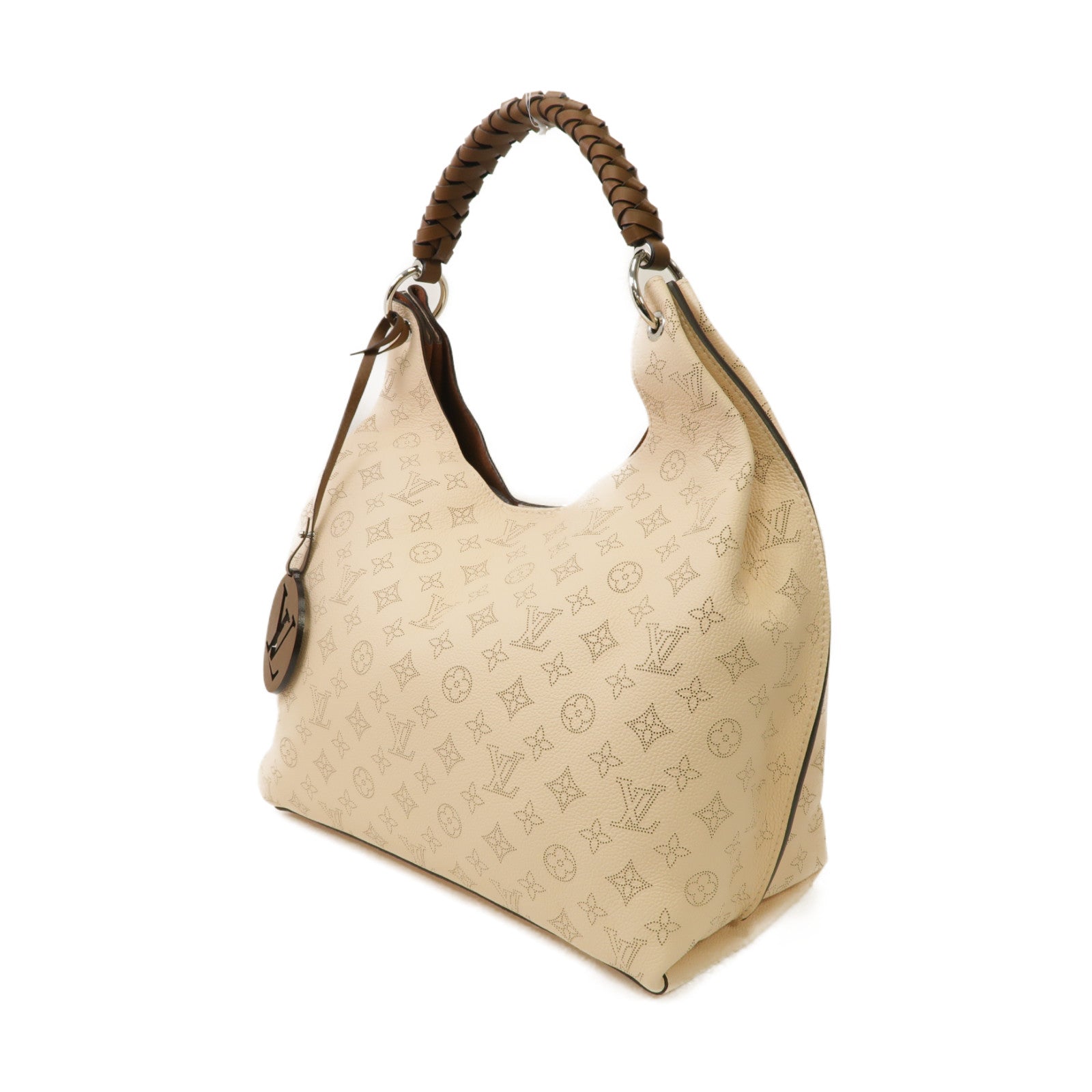 LOUIS VUITTON Mahina Carmel銀扣肩背袋米色
