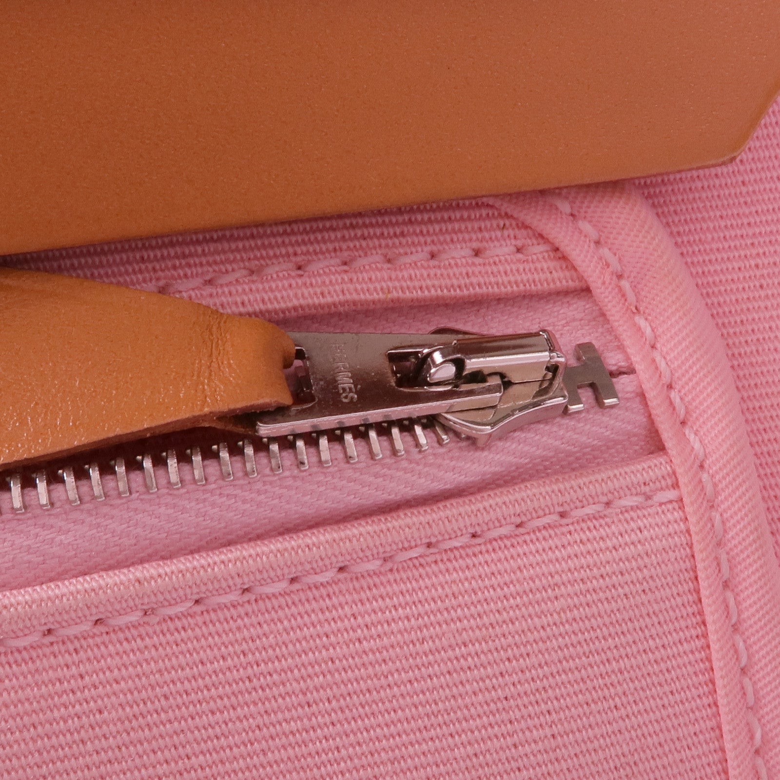 HERMES 帆布Herbag PM銀扣手挽肩背兩用袋Rose Sakura