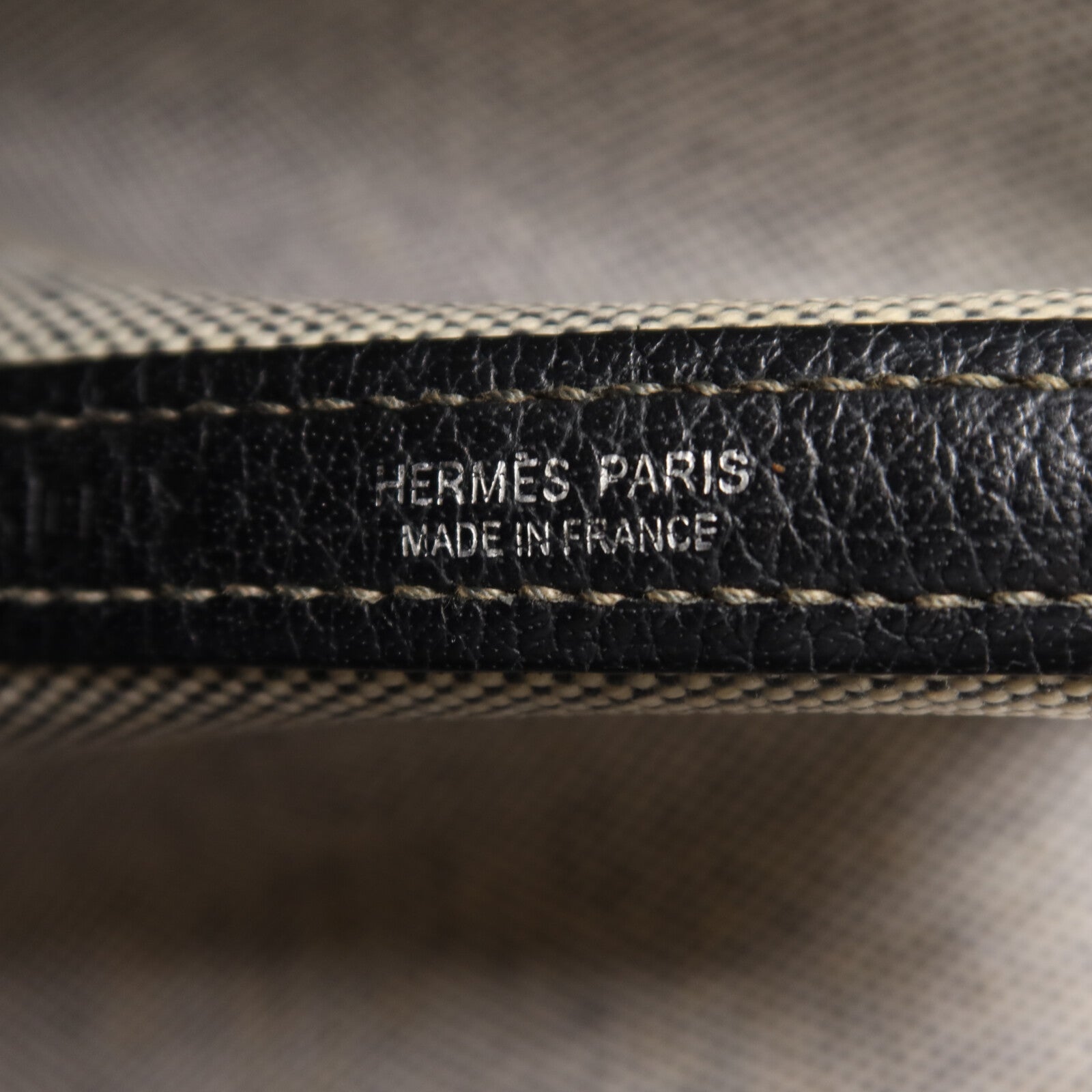 HERMES 帆布Garden Party PM手挽袋Noir/White