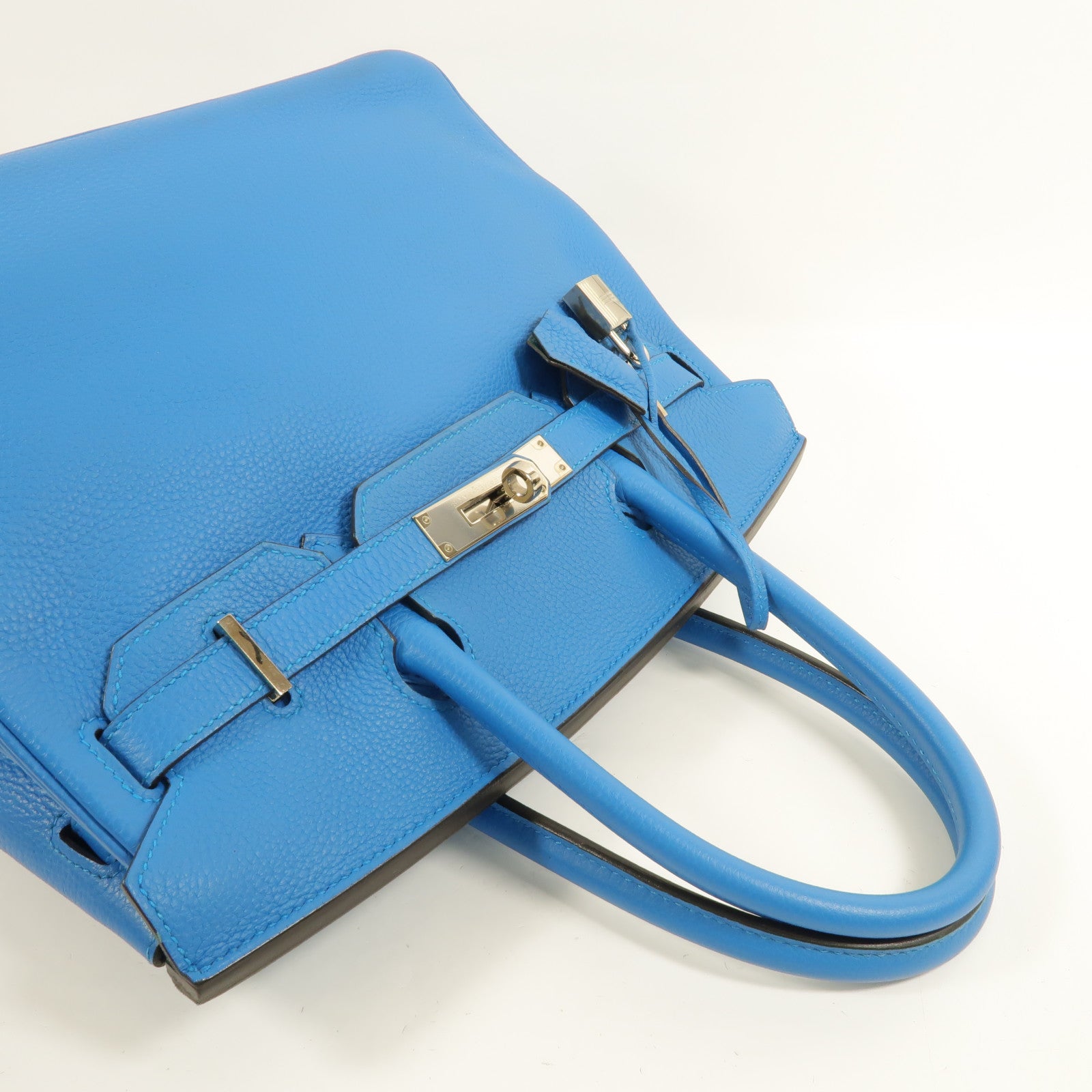 HERMES Clemence皮革Birkin 30手挽袋Bleu Izmir/Malachite