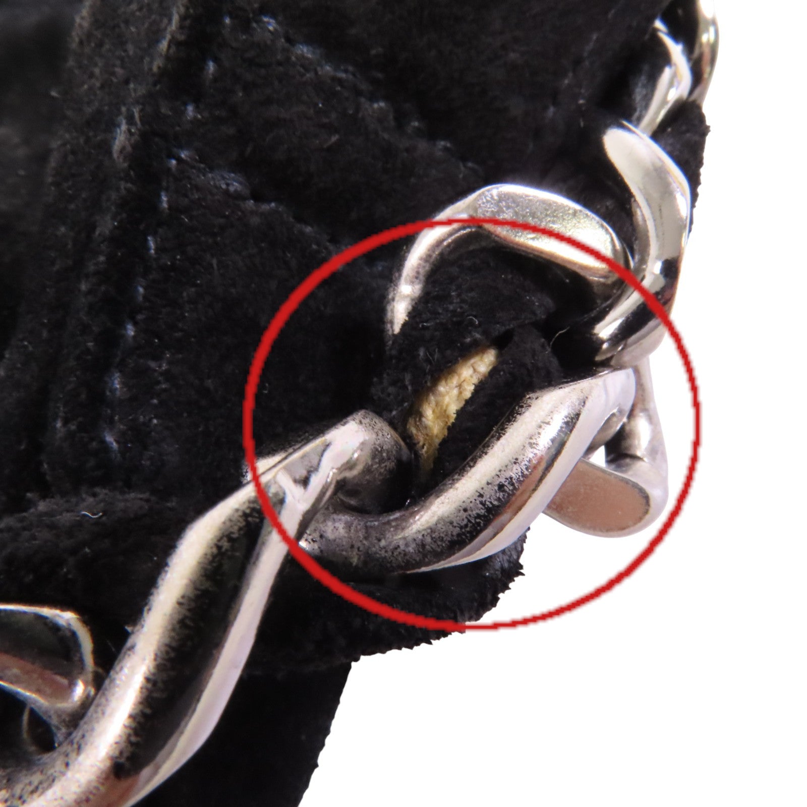 CHANEL 麂皮皮革Vintage Chain Shoulder Bag銀扣鏈帶肩背袋