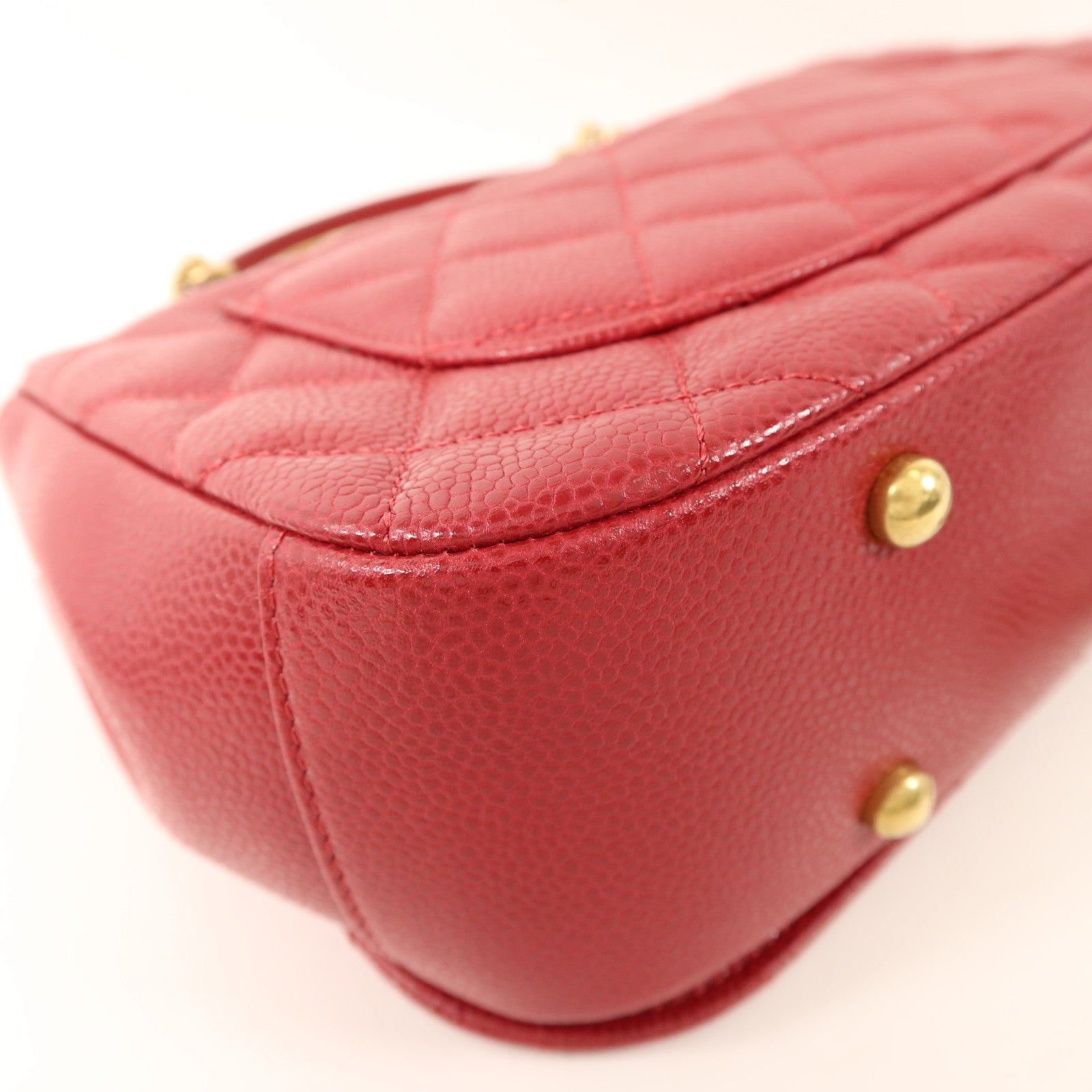 CHANEL 牛皮皮革Top Handle金扣鏈帶手挽肩背兩用袋