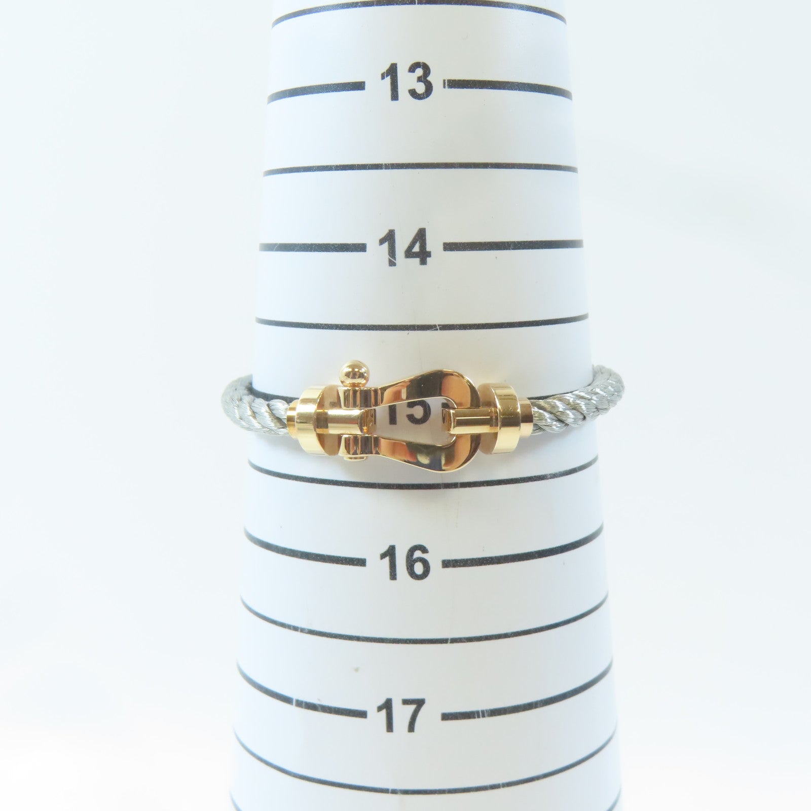 FRED 18K黃金Force 10 Bracelet手鐲銀色/綠色/啡色#15cm