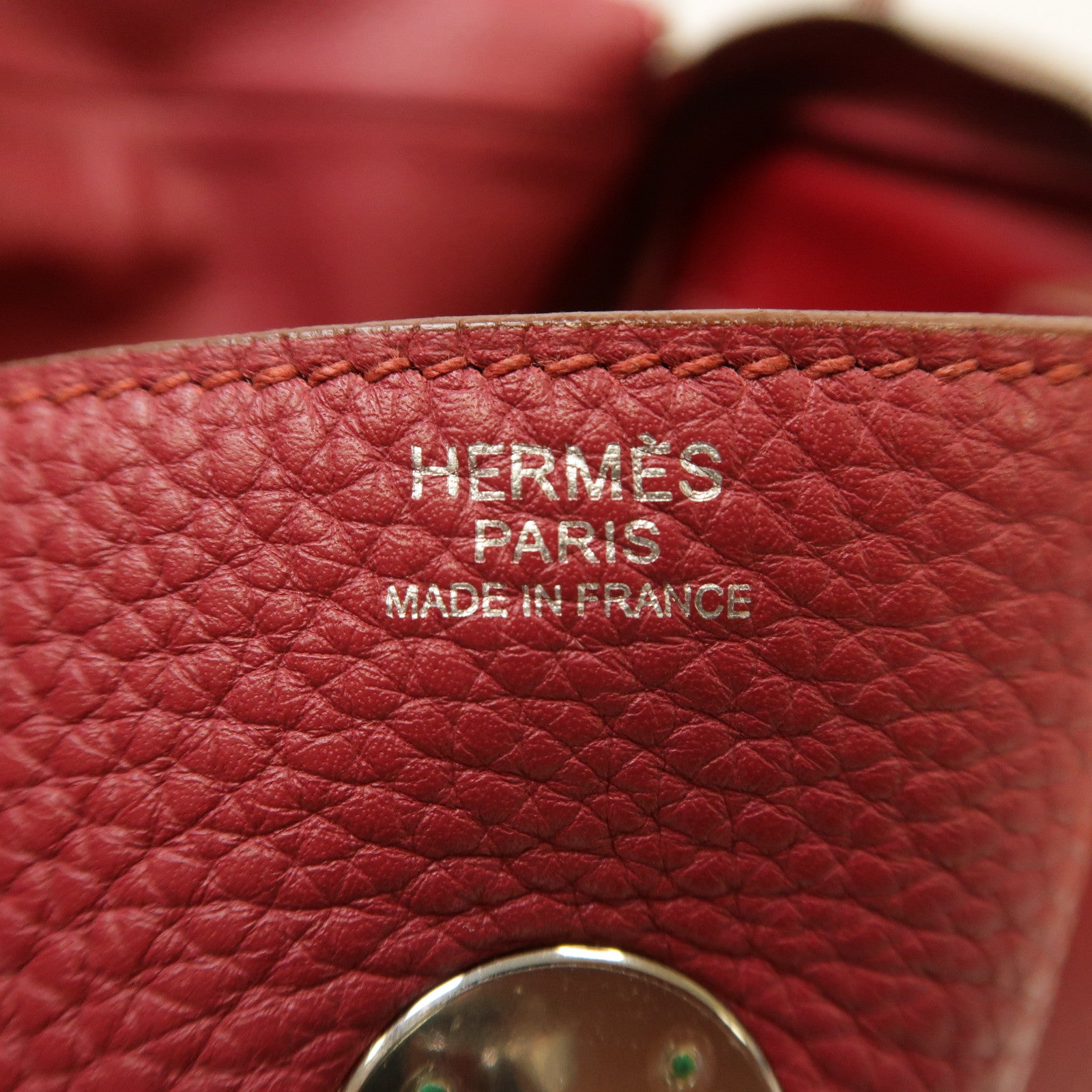 HERMES Clemence皮革Lindy 34銀扣手挽肩背兩用袋Ruby/紅色