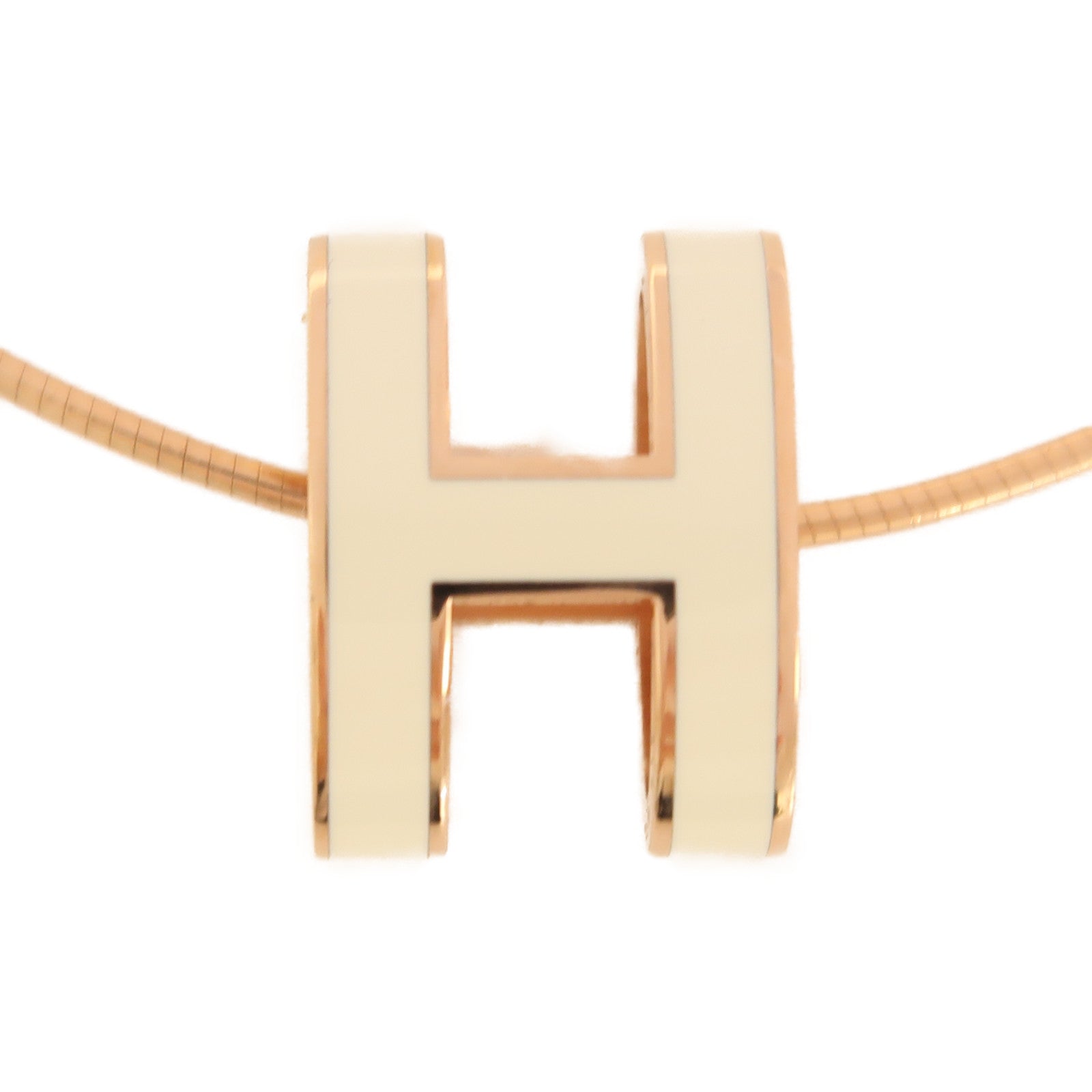 HERMES 金屬Pop H Necklace項鍊白色/金色