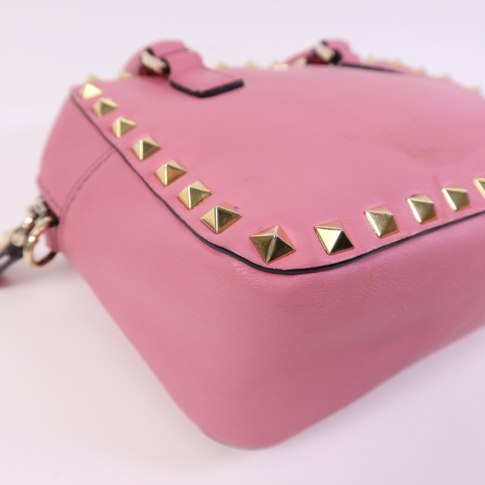 Valentino 【激減優惠】牛皮皮革Rockstud 2Way Bag金扣鏈帶手挽肩背兩用袋