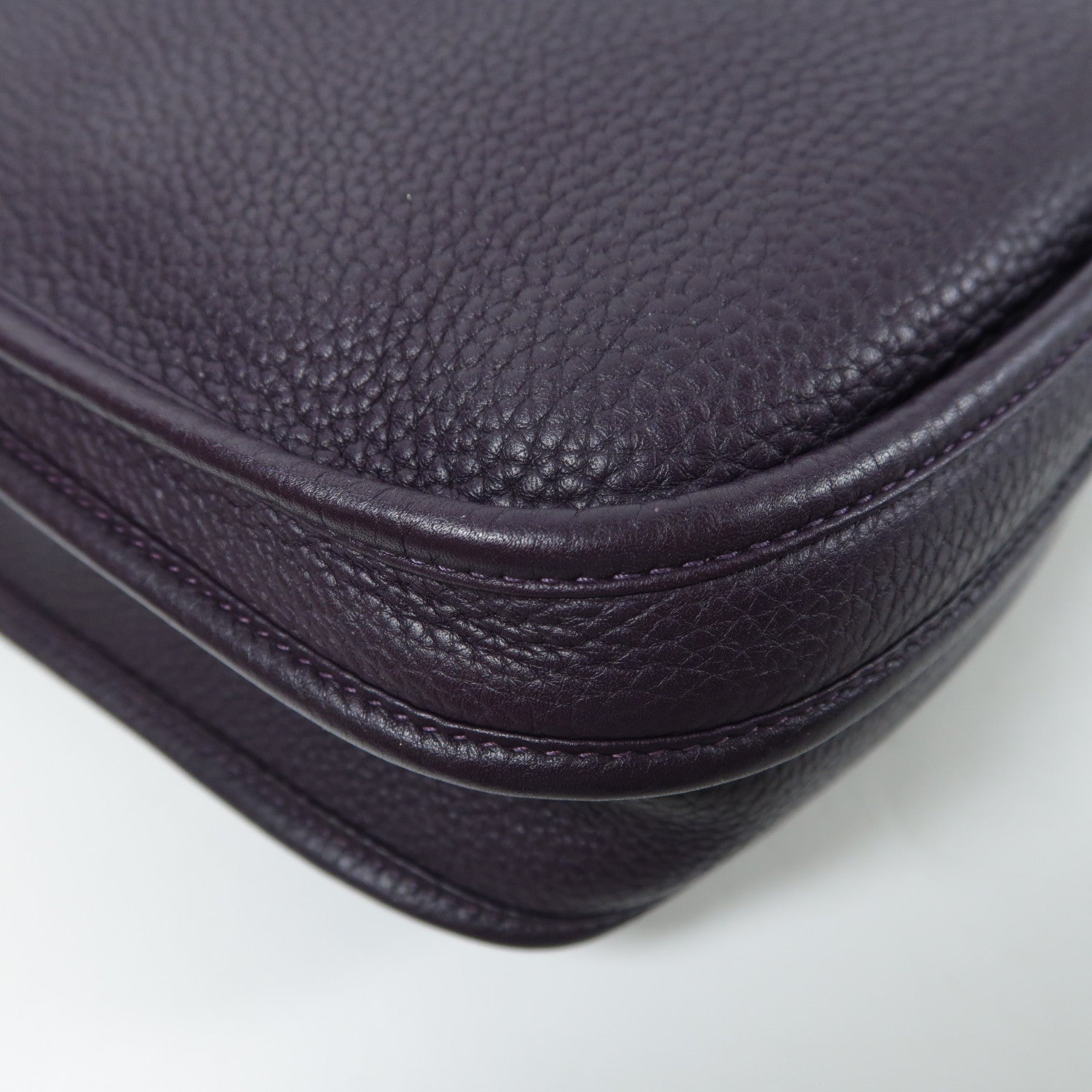HERMES Clemence皮革Evelyne PM銀扣肩背袋Raisin