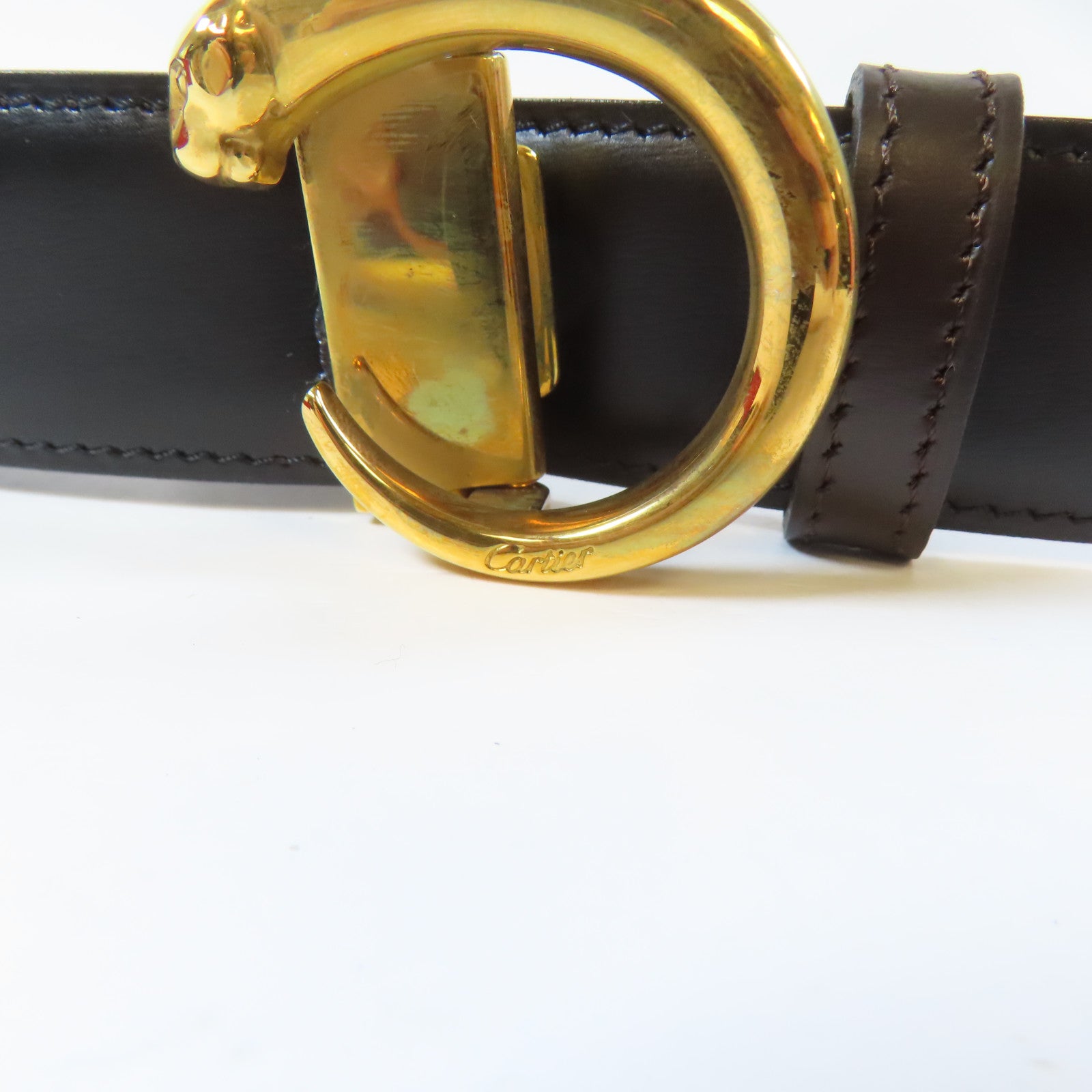 CARTIER 牛皮皮革Belt金扣皮帶黑色
