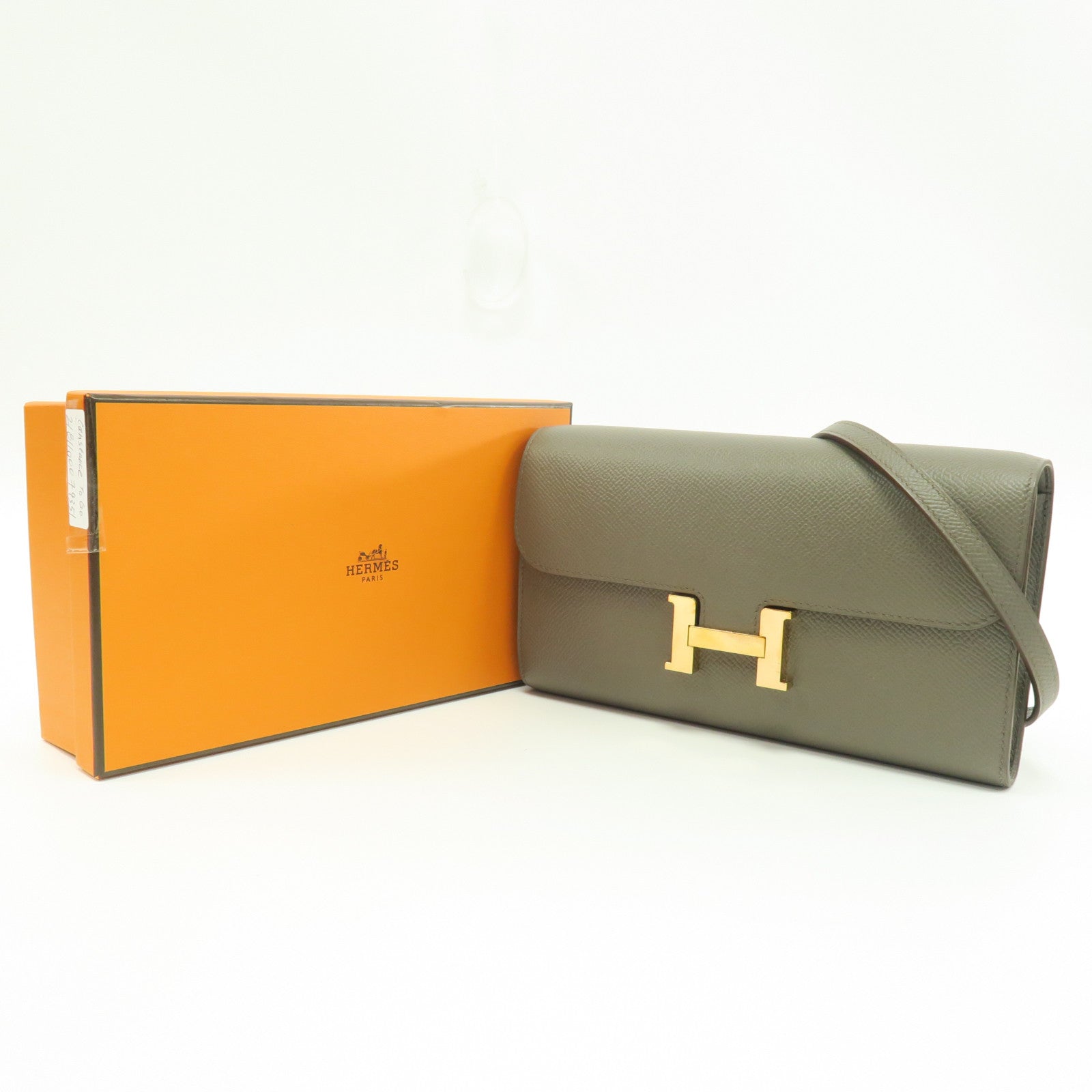 HERMES Veau Epsom皮革Constance To Go金扣肩背袋錫灰色