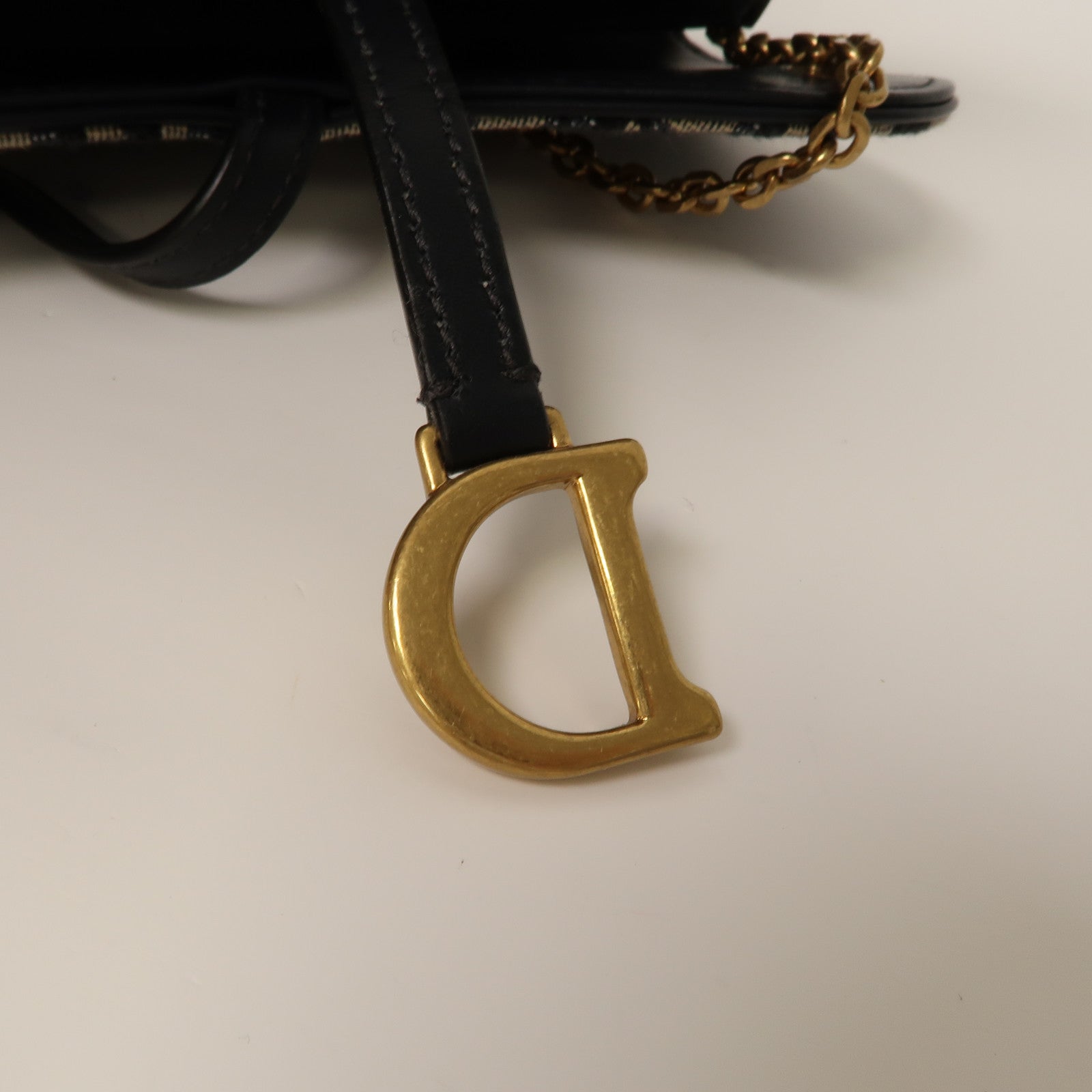 Dior 帆布Shoulder Bag金扣鏈帶肩背袋藍色/米色