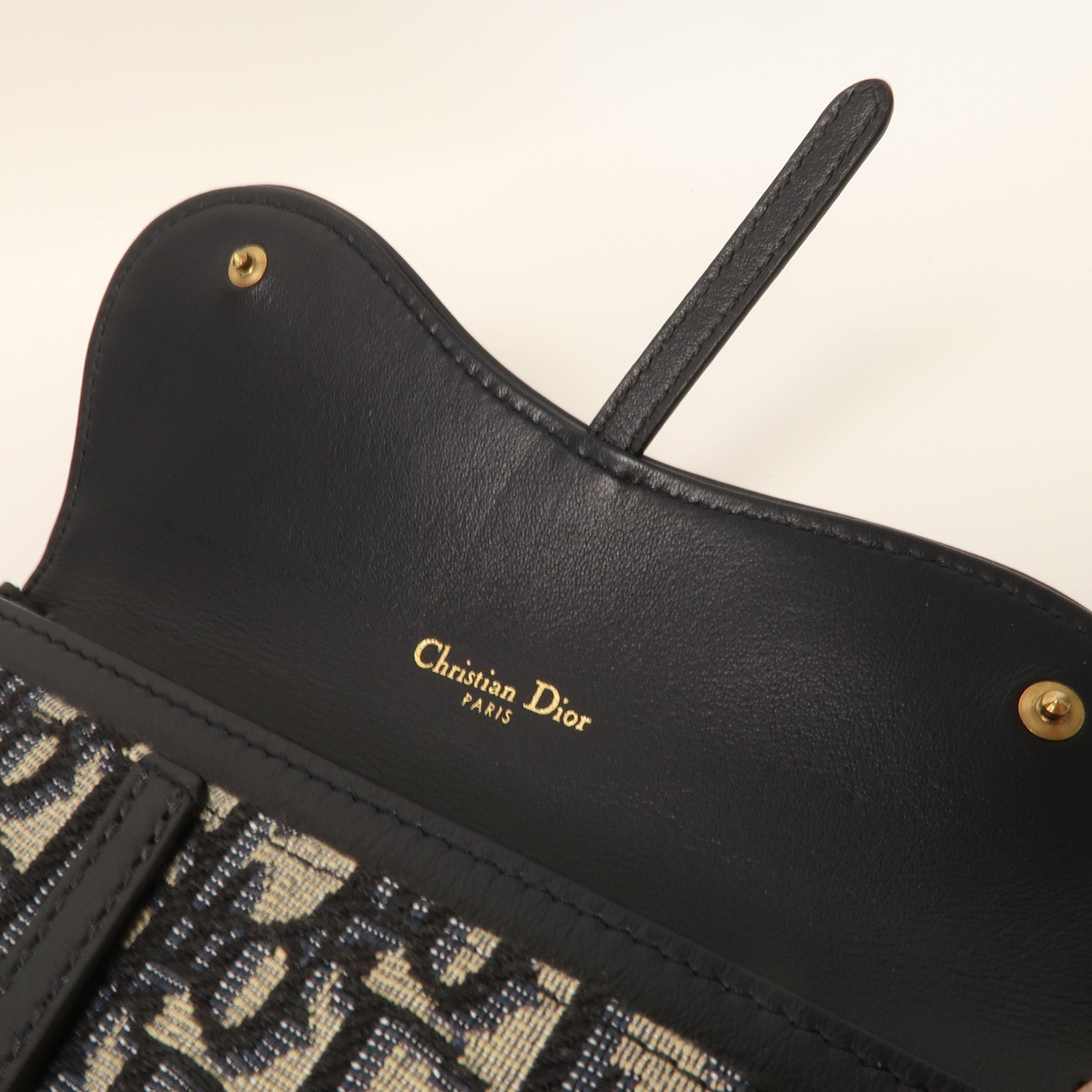 Dior 帆布Shoulder Bag金扣鏈帶肩背袋藍色/米色
