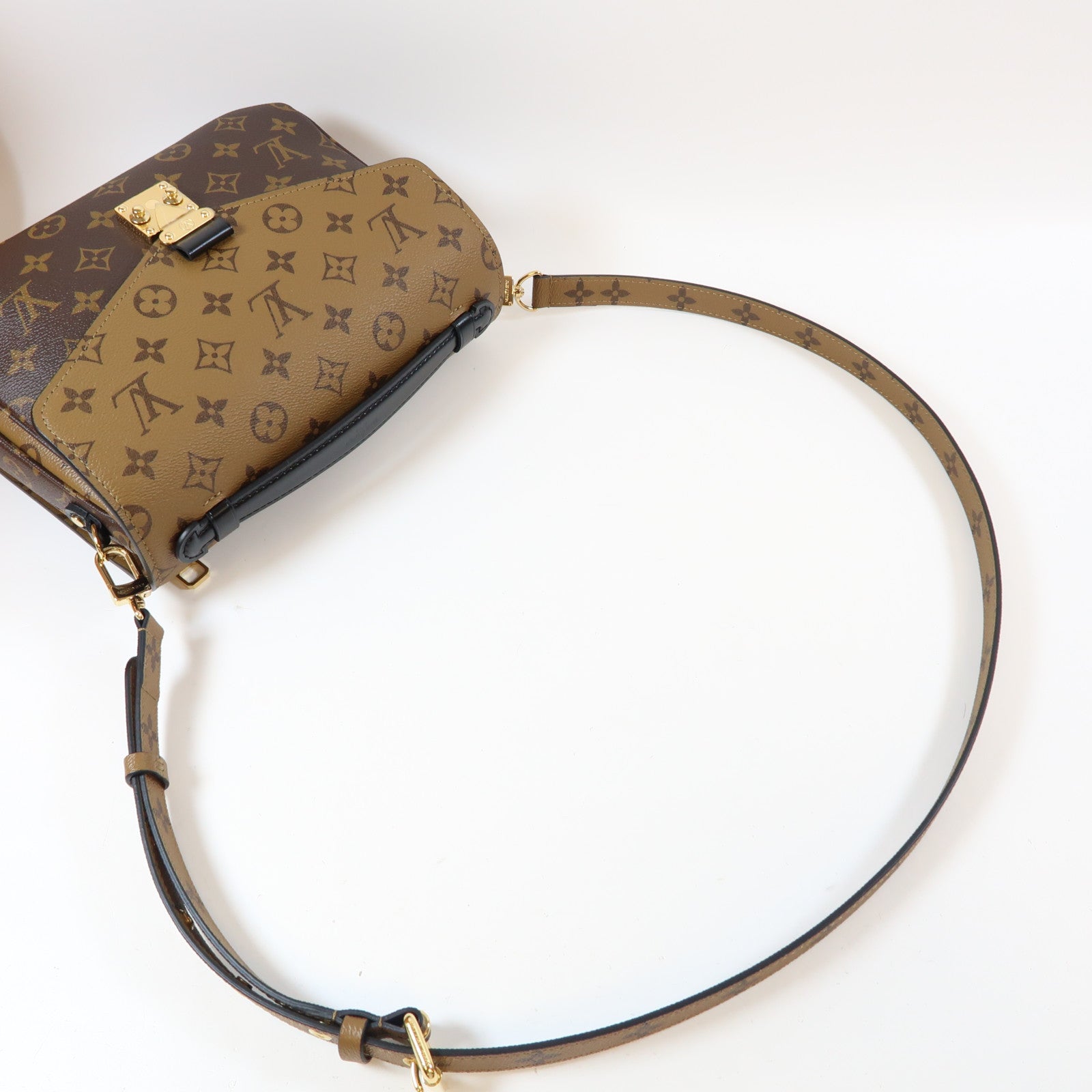LOUIS VUITTON Monogram Reverse Pochette Métis金扣手挽肩背兩用袋啡色