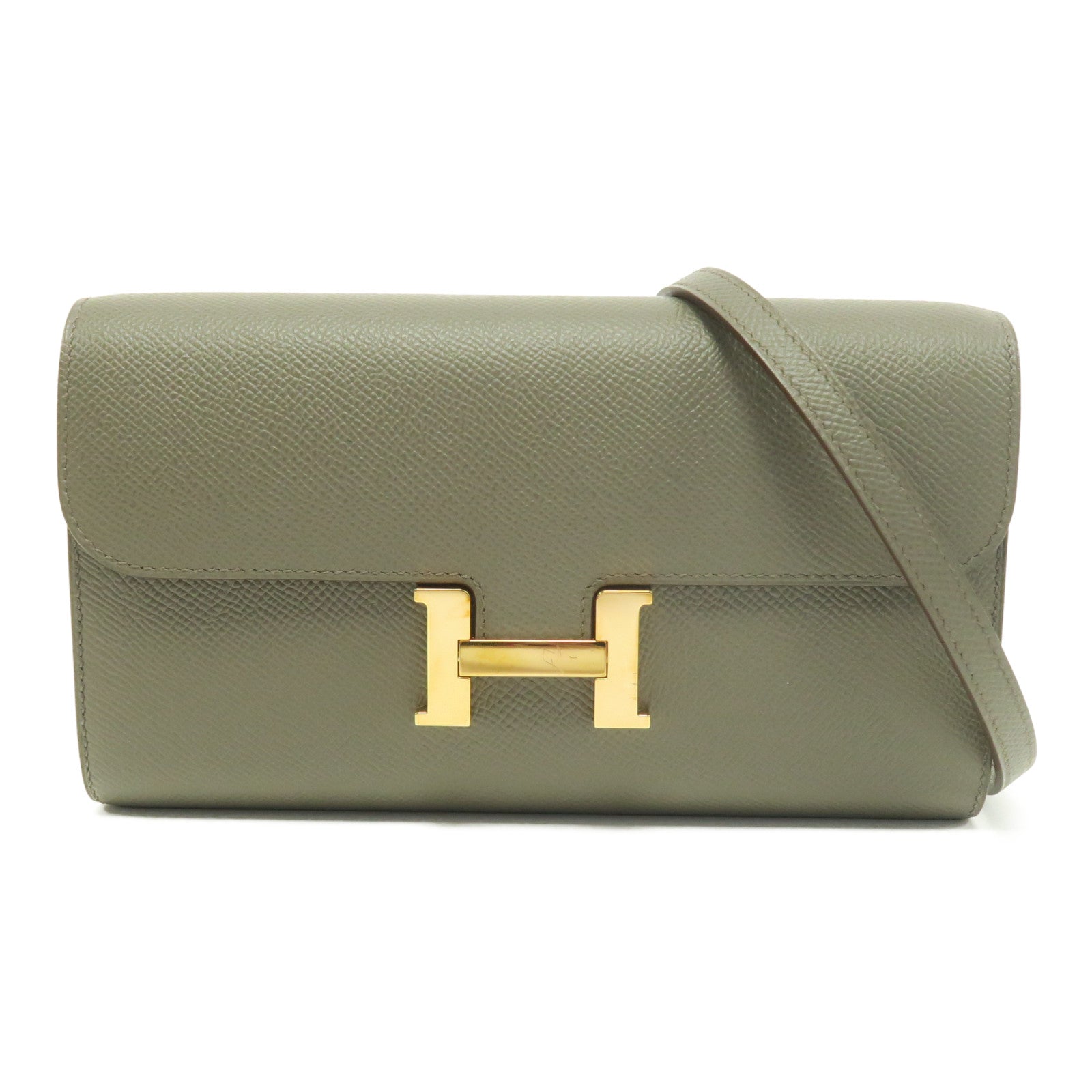 HERMES Veau Epsom皮革Constance To Go金扣肩背袋錫灰色