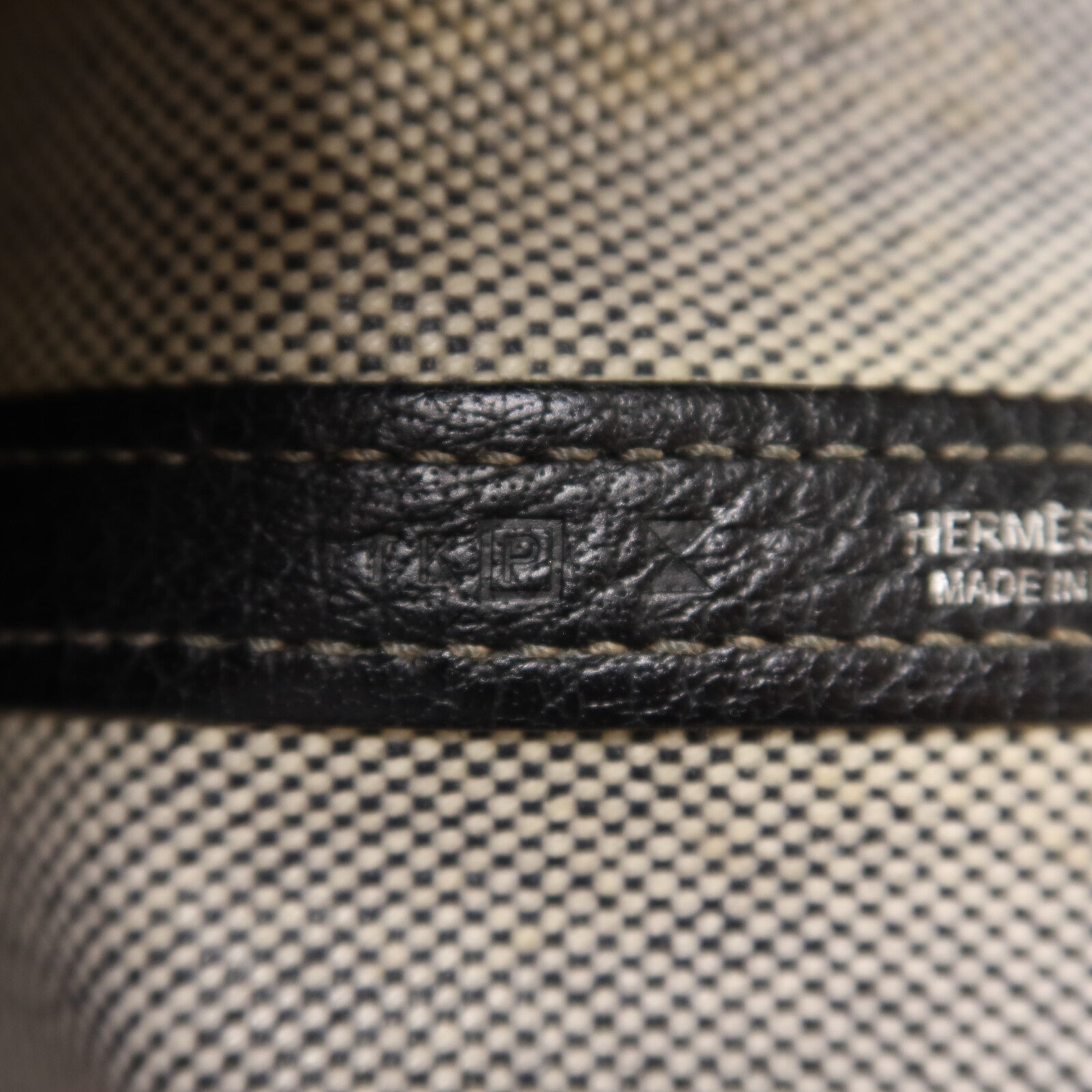 HERMES 帆布Garden Party PM手挽袋Noir/White