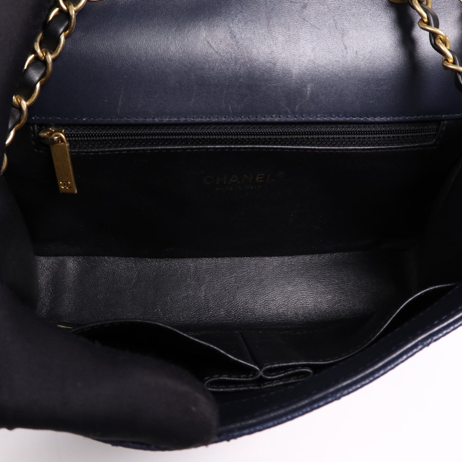 CHANEL 牛皮皮革Filigree Chain Bag金扣鏈帶肩背袋