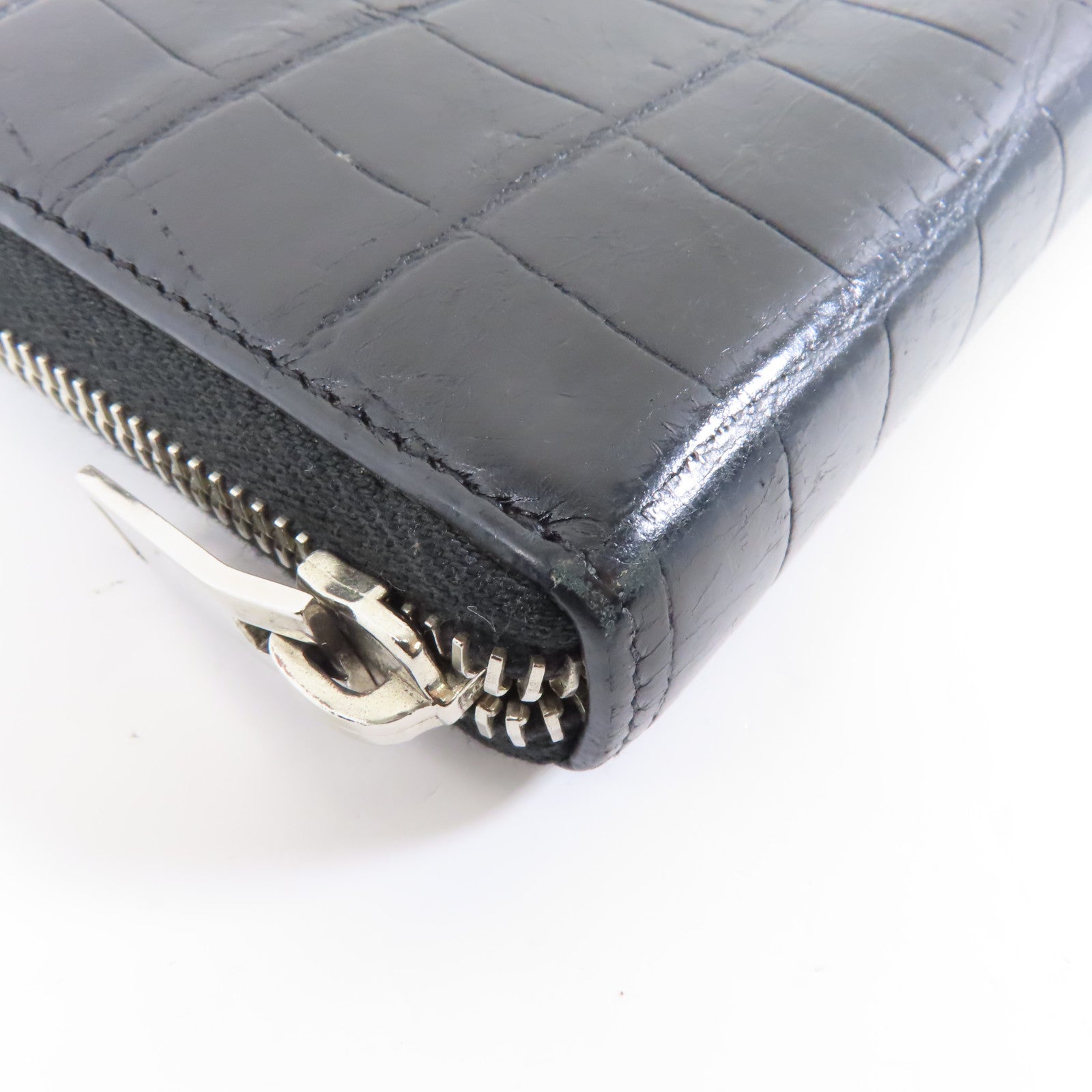 SAINT LAURENT 牛皮皮革Long Wallet銀扣長錢包黑色