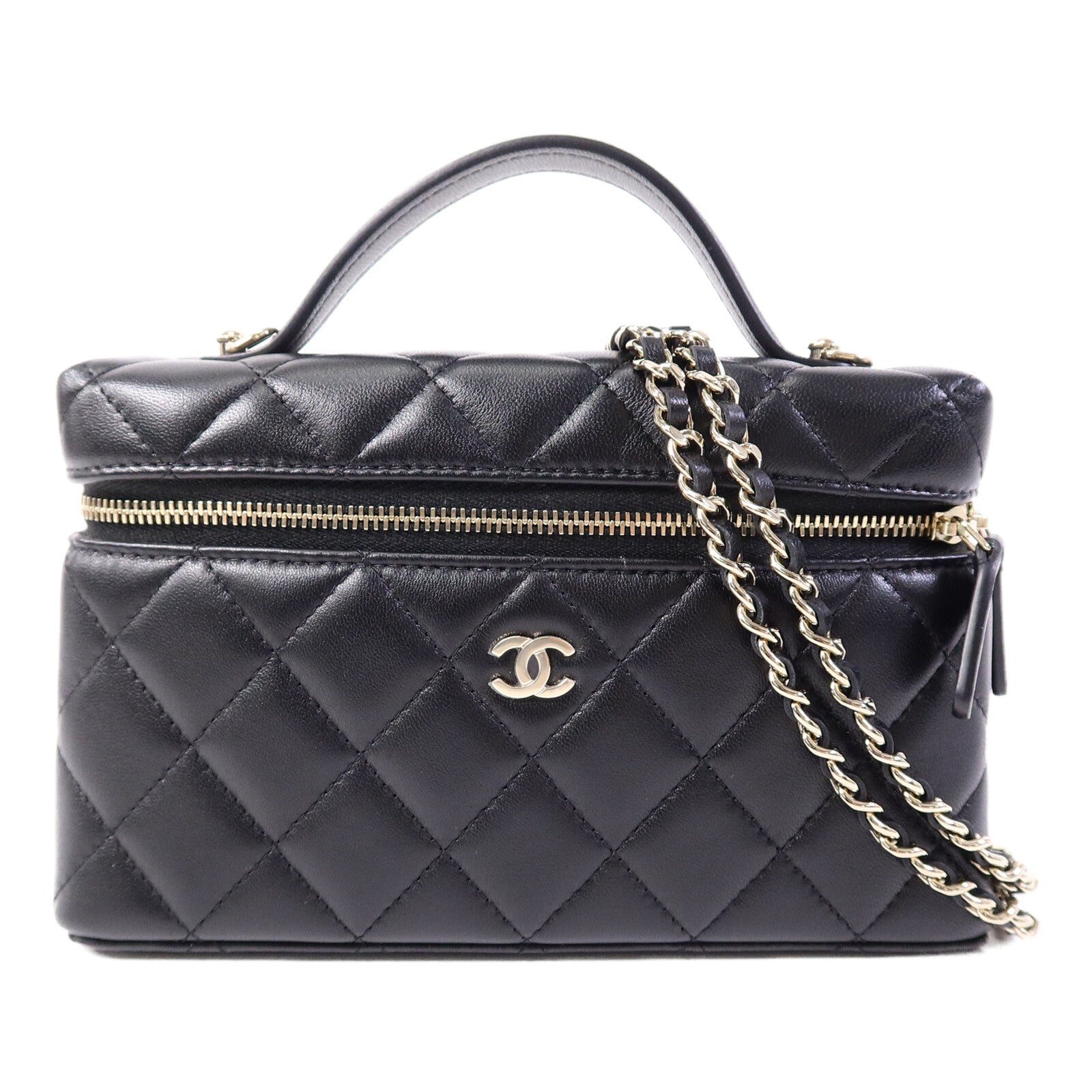 CHANEL 羊皮皮革Chain Shoulder手挽肩背兩用袋