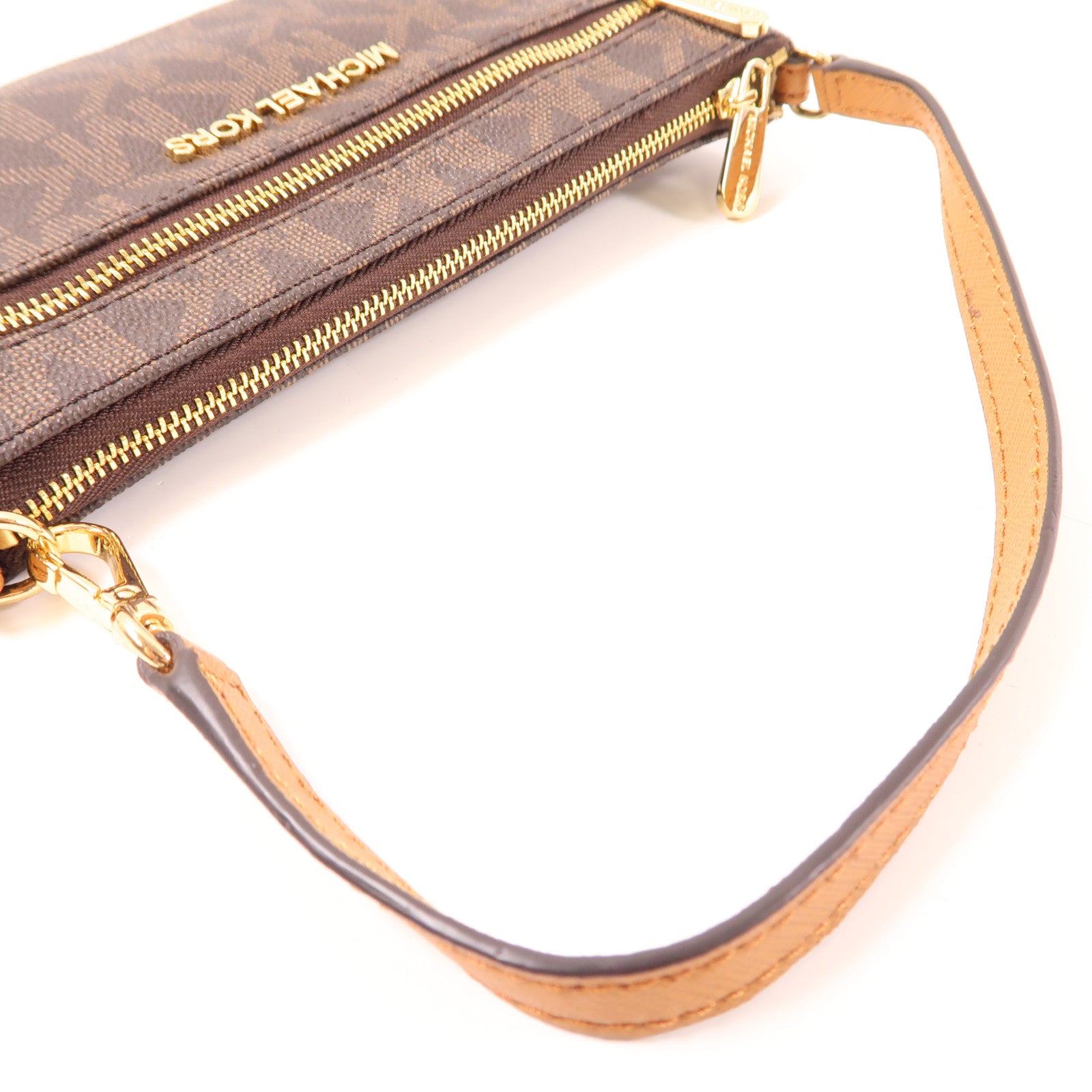 Michael Kors 塗層帆布Handbag金扣手挽袋棕色