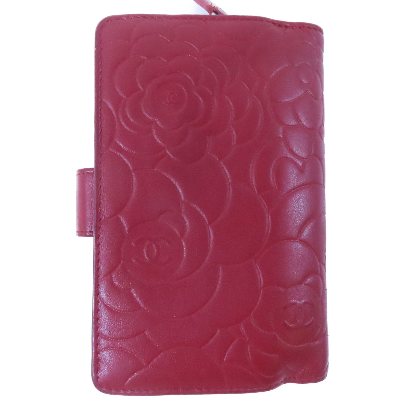 CHANEL 羊皮皮革Wallet銀扣錢包紅色