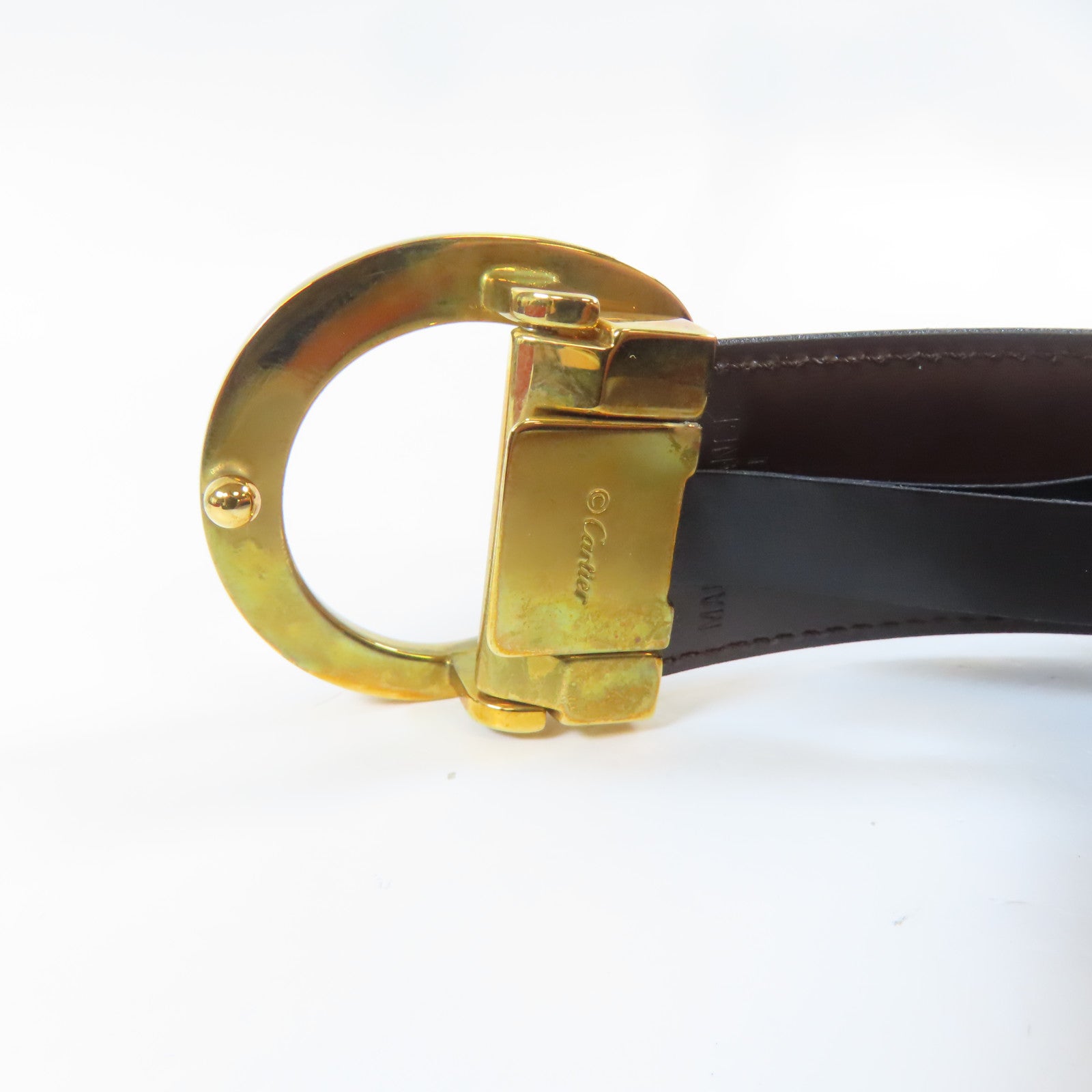 CARTIER 牛皮皮革Belt金扣皮帶黑色