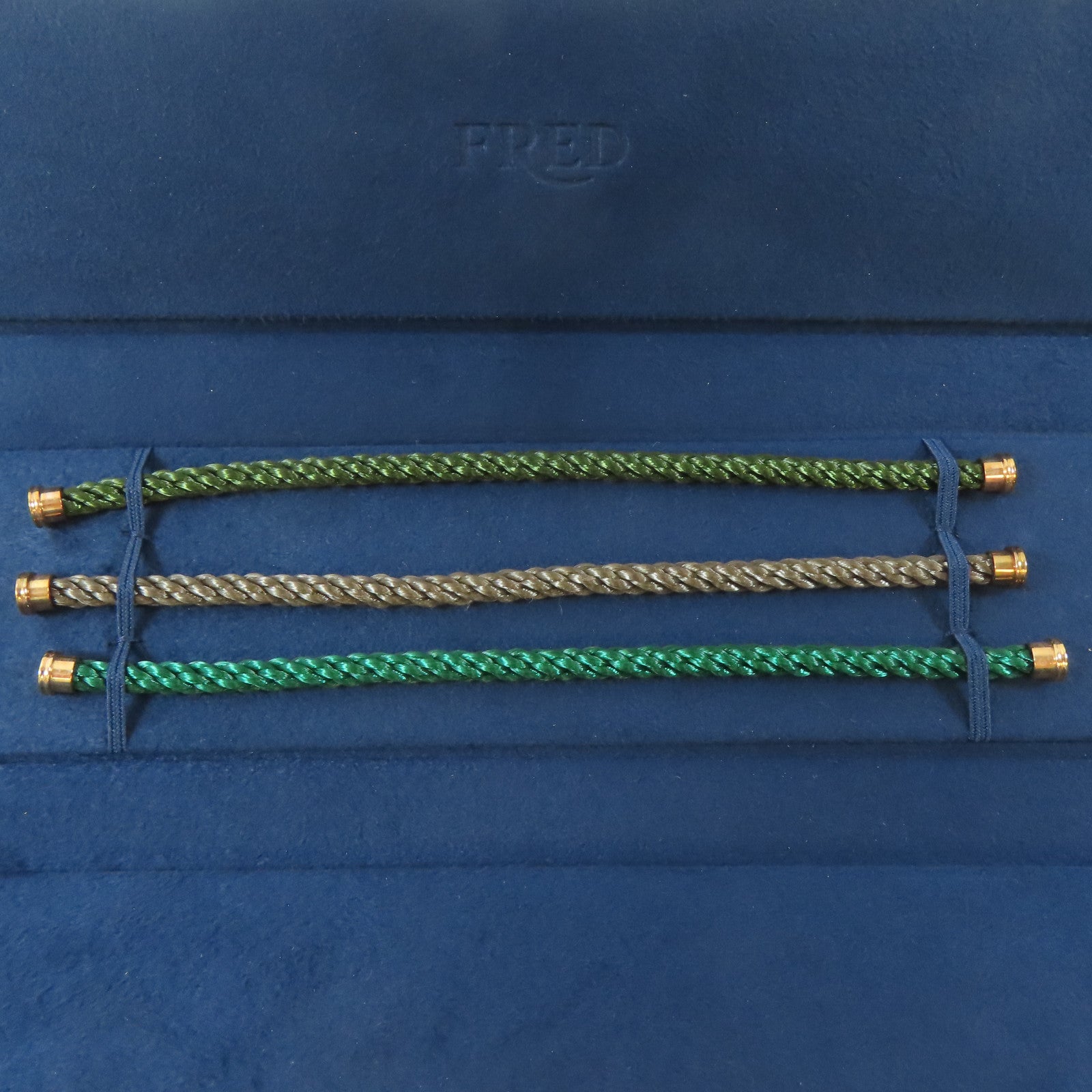 FRED 18K黃金Force 10 Bracelet手鐲銀色/綠色/啡色#15cm
