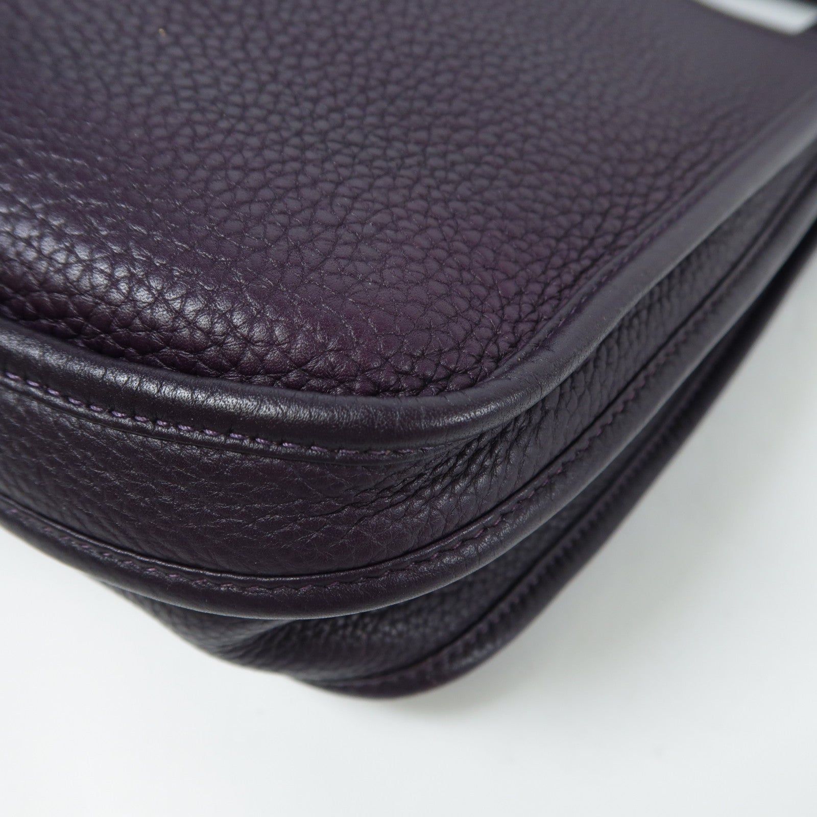 HERMES Clemence皮革Evelyne PM銀扣肩背袋Raisin