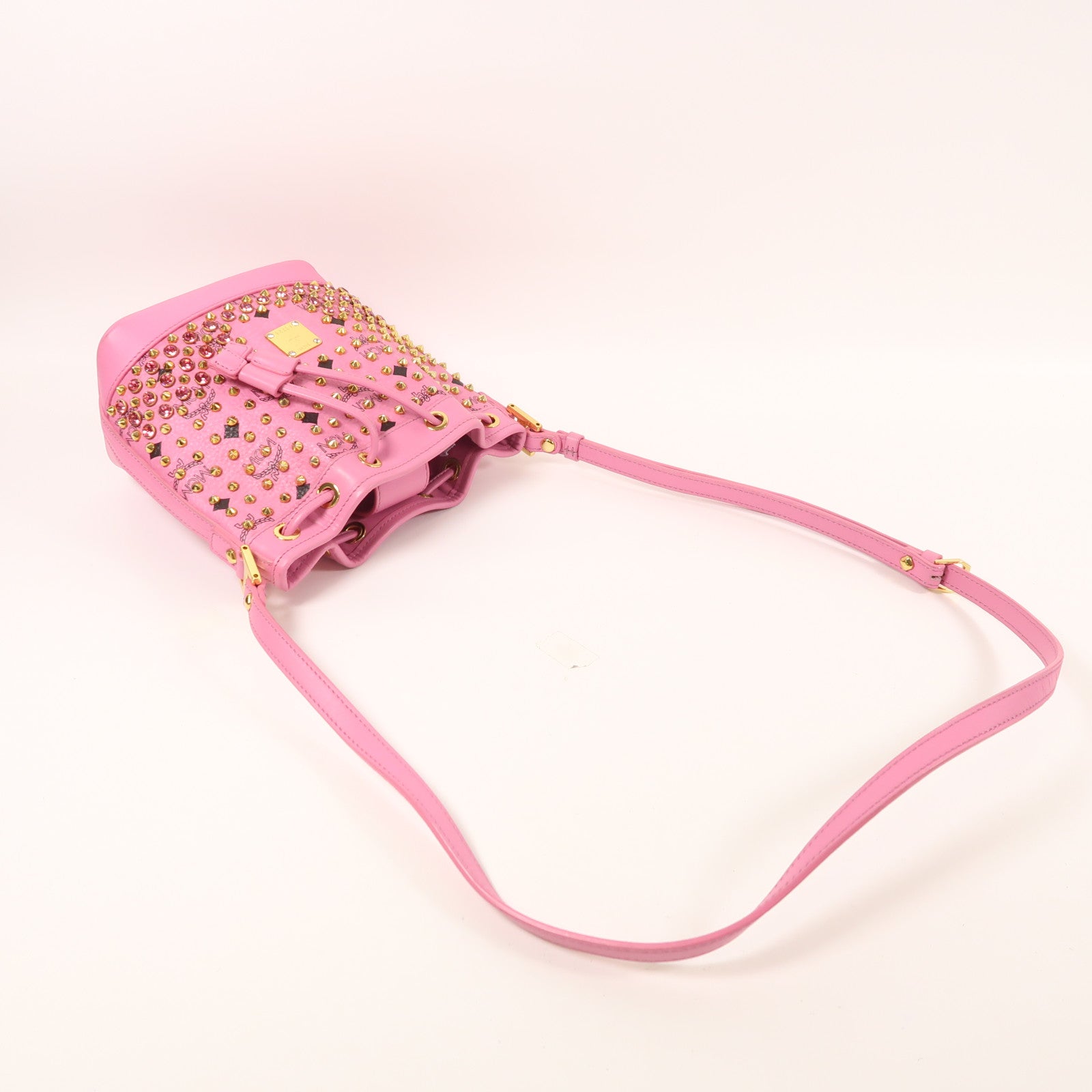MCM 牛皮皮革Shoulder Bag金扣肩背袋