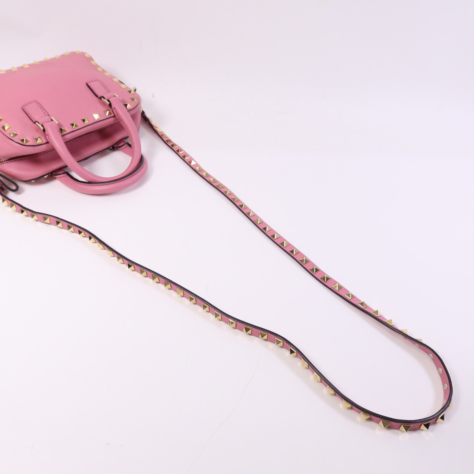 Valentino 【激減優惠】牛皮皮革Rockstud 2Way Bag金扣鏈帶手挽肩背兩用袋