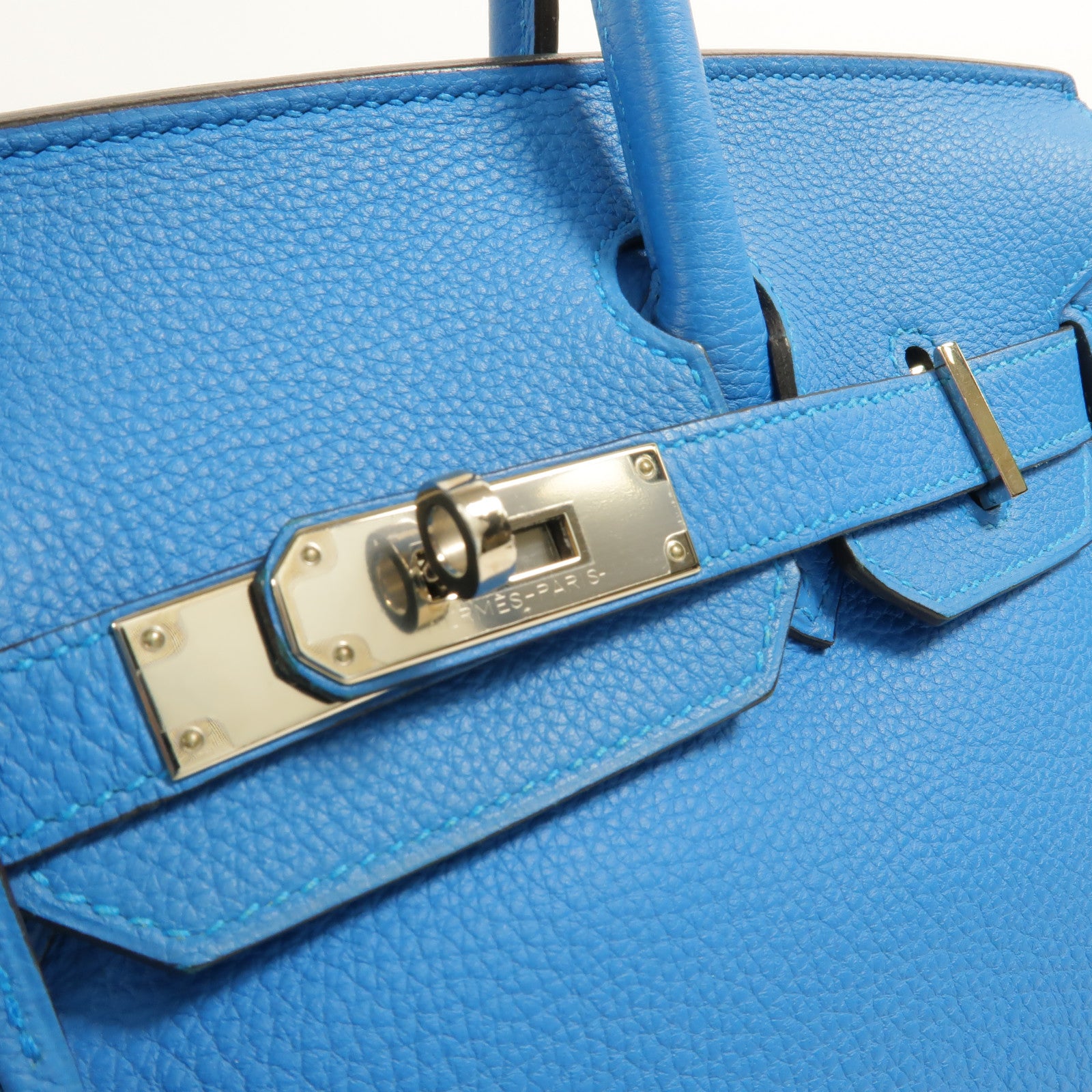 HERMES Clemence皮革Birkin 30手挽袋Bleu Izmir/Malachite