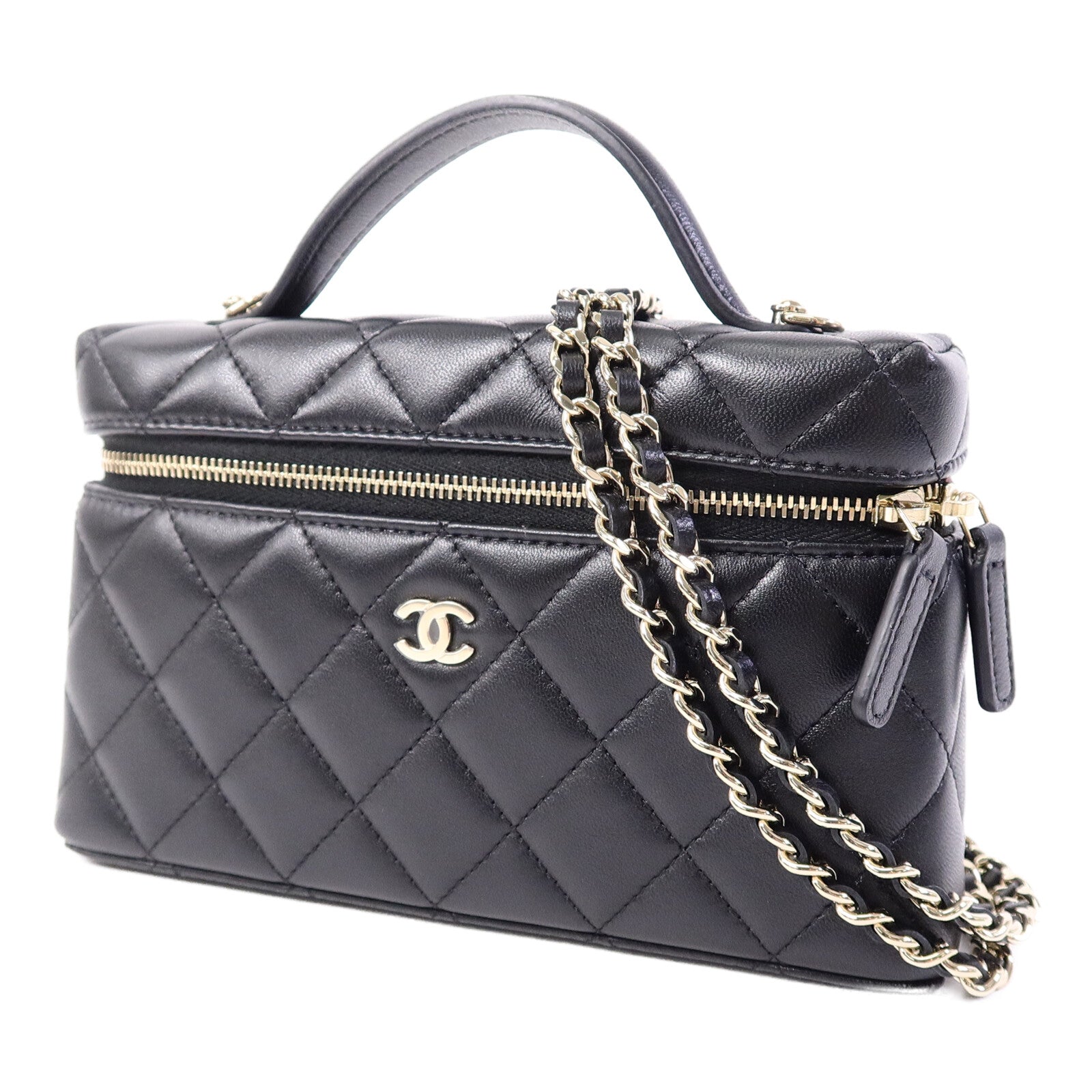 CHANEL 羊皮皮革Chain Shoulder手挽肩背兩用袋